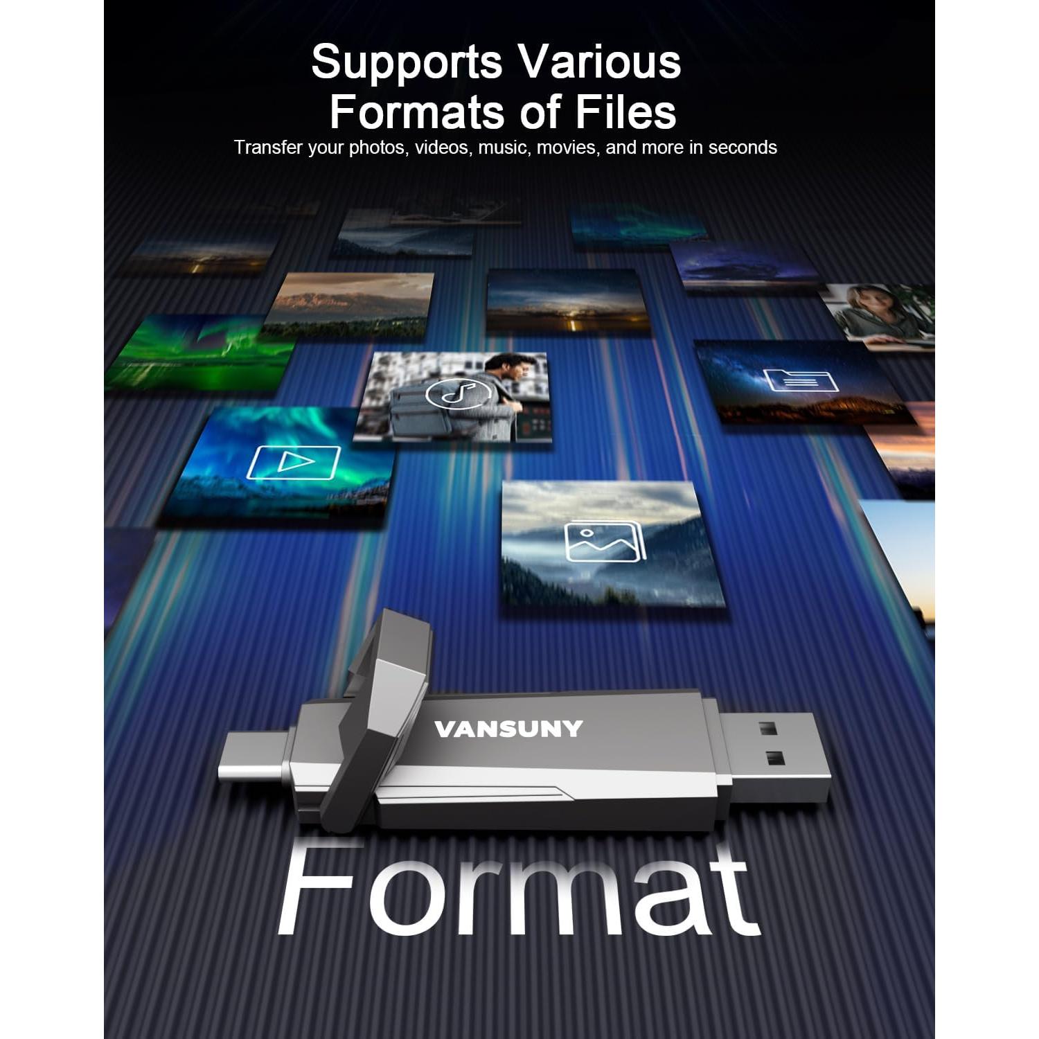 Vansuny SSD Externa 256GB USB 3.2 Gen 2 Doble Interfaz