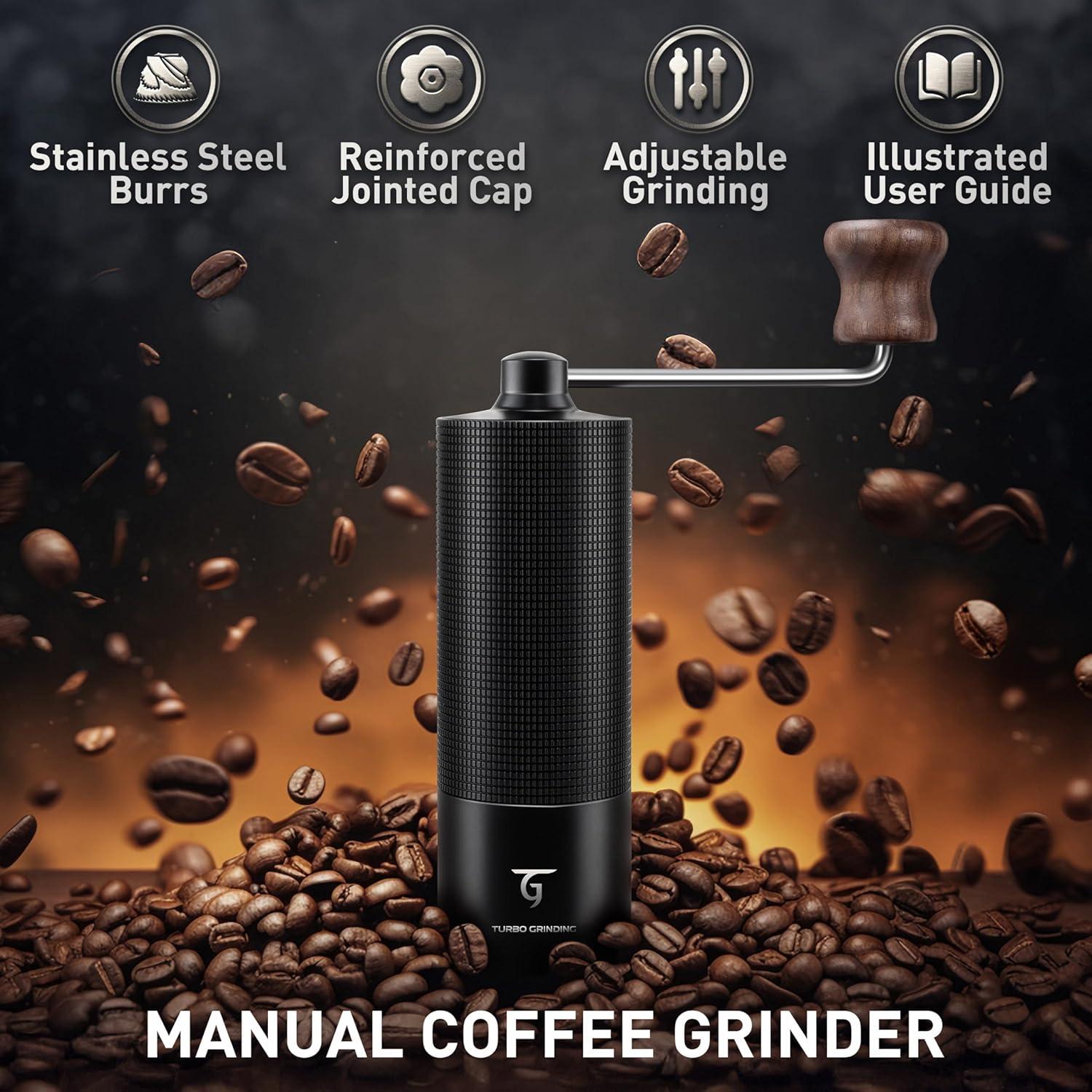 Molinillo de Café Manual SUNYA MCG-02 Negro, Acero Inoxidable