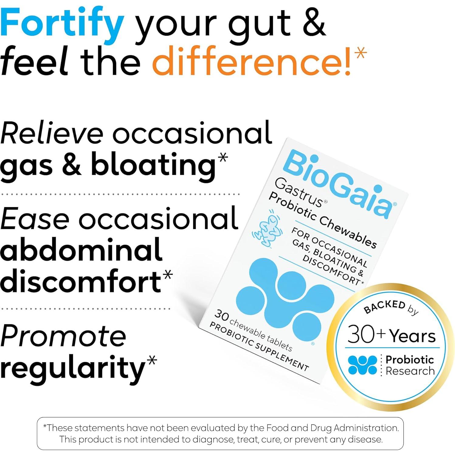 BioGaia Gastrus Probiótico Masticable 30 Unidades - Salud Intestinal