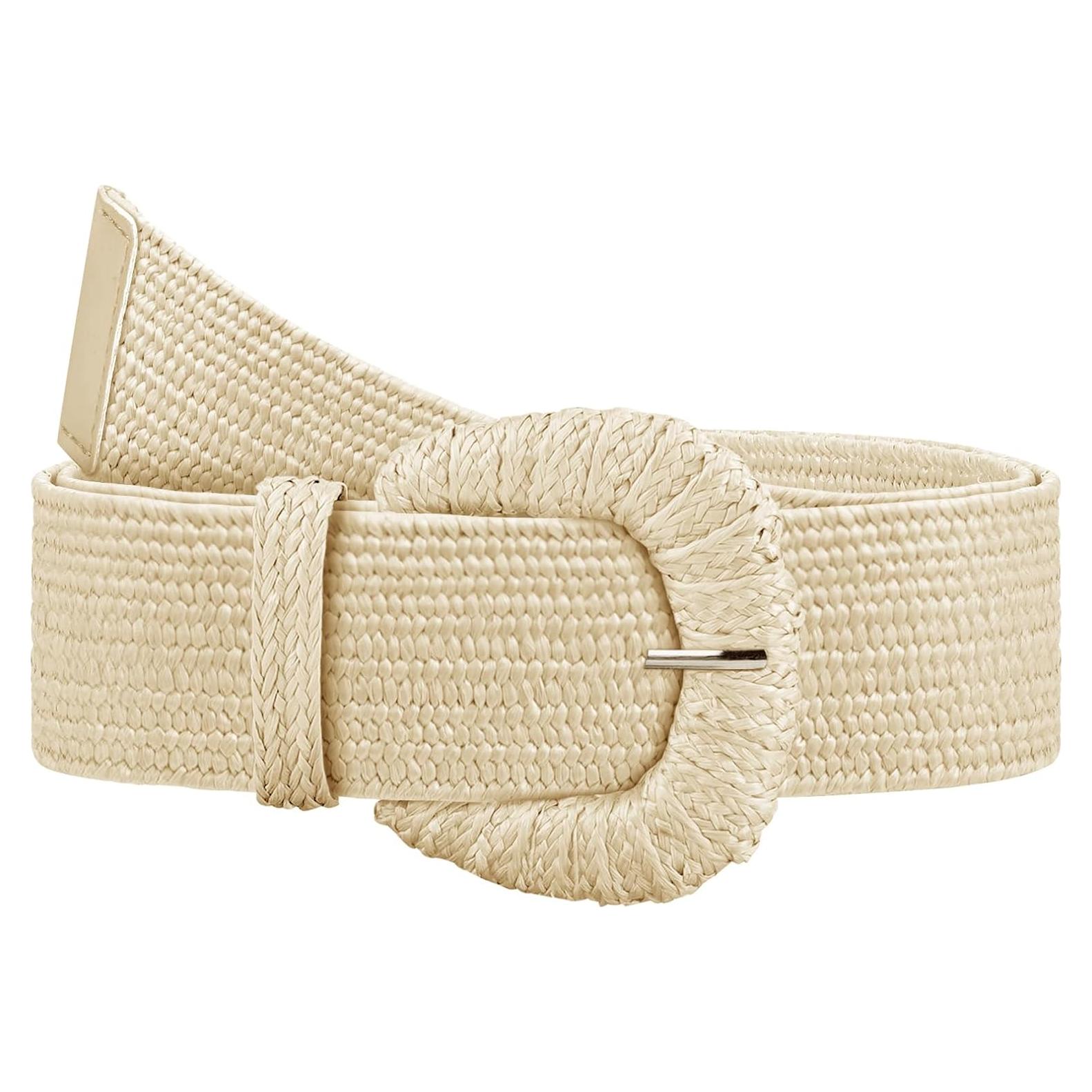 Cinturón Elástico de Paja Tejida para Mujeres - Boho - S