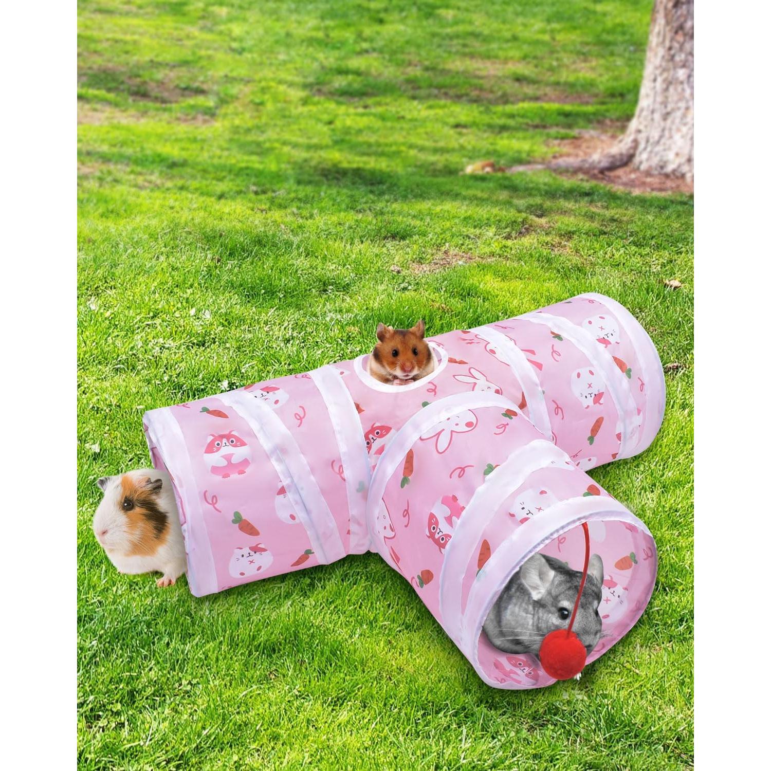 Túnel Colapsable para Hámster Bissap 43x30cm Rosa