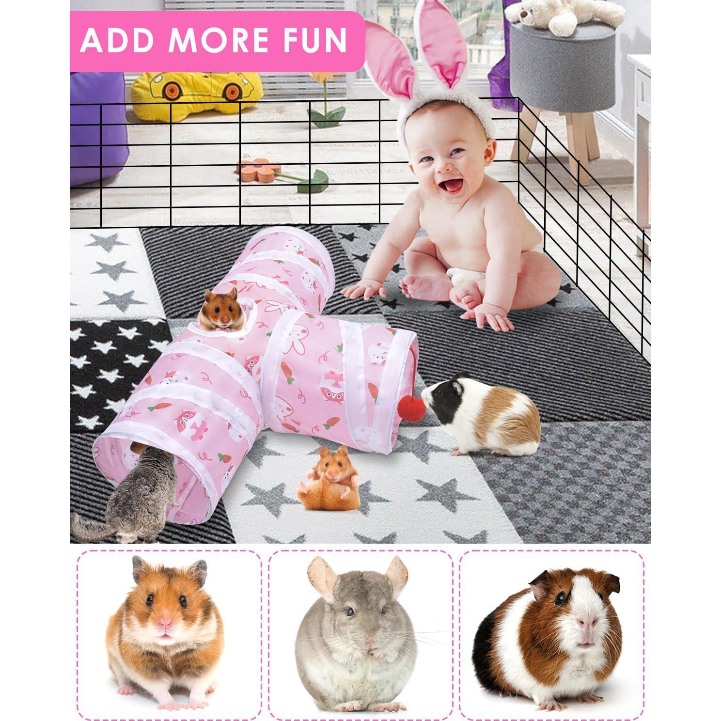 Túnel Colapsable para Hámster Bissap 43x30cm Rosa