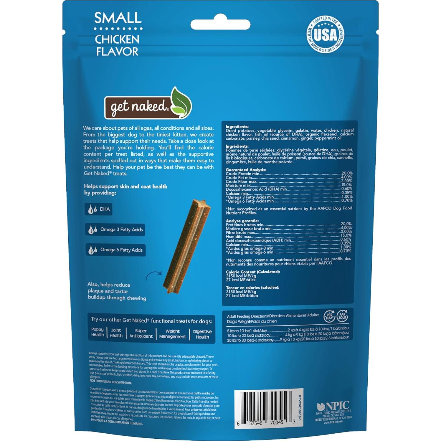 Palitos Masticables Dentales Get Naked 176g para Piel y Abrigo