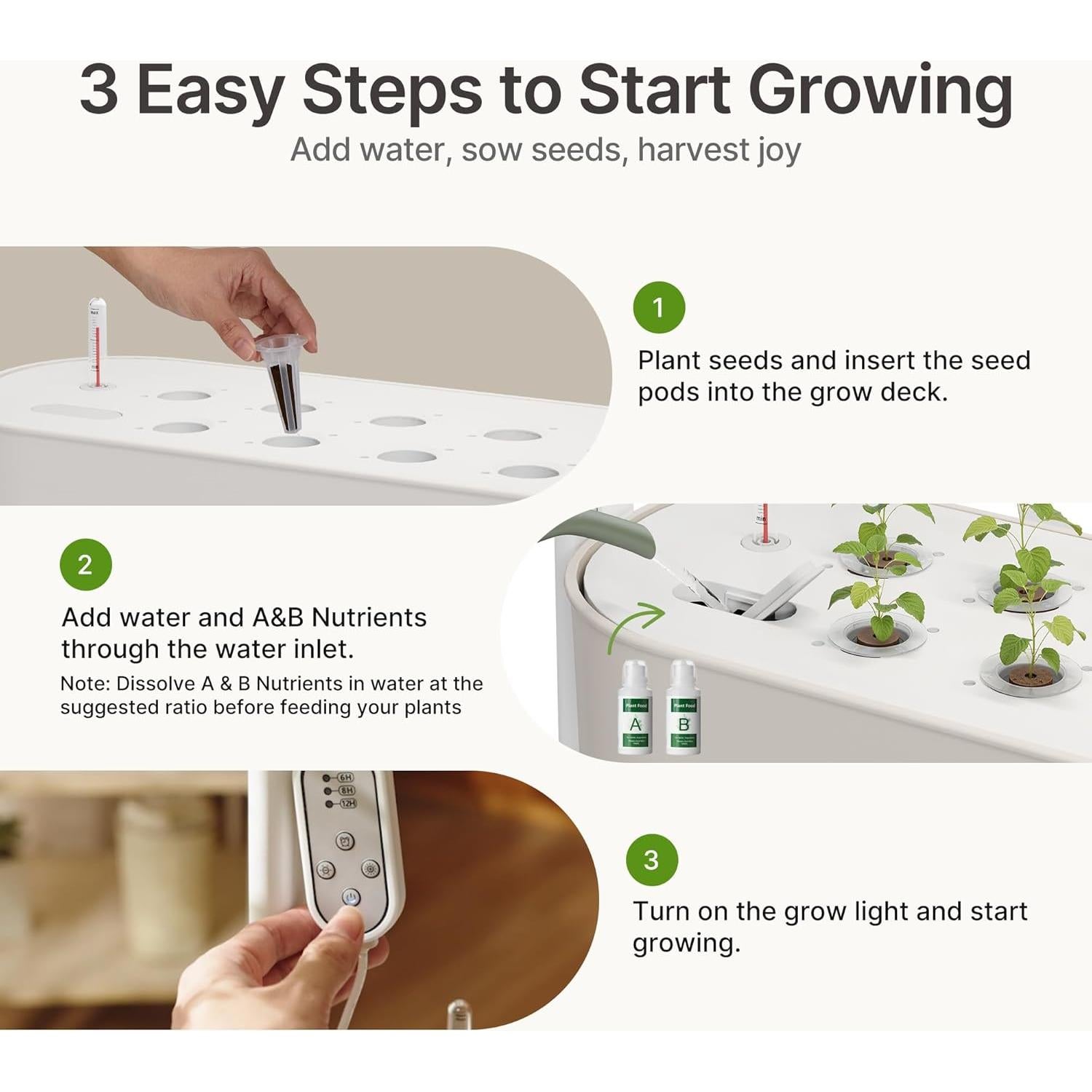 Kit Hidropónico SUNCOZE 2 Niveles 24 Cápsulas LED Inteligente