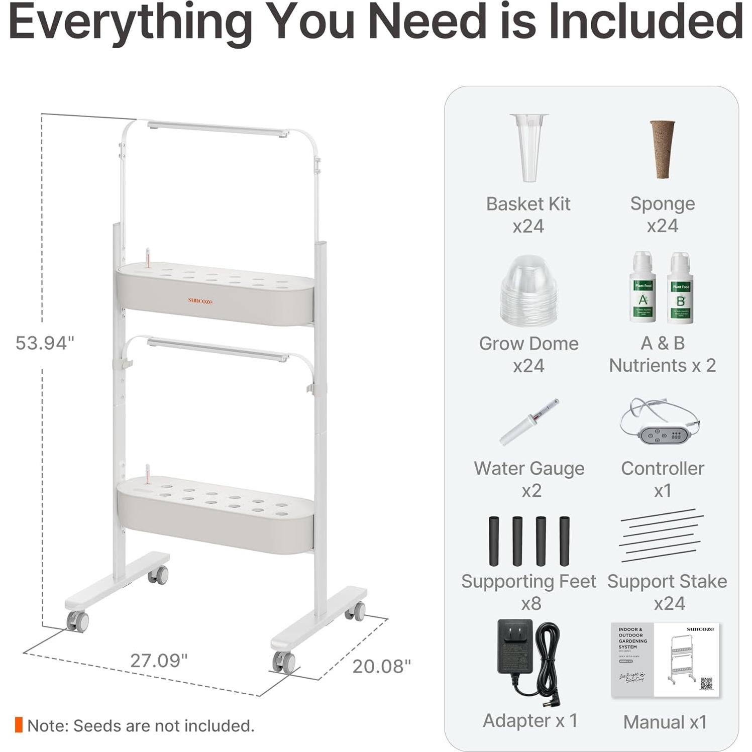 Kit Hidropónico SUNCOZE 2 Niveles 24 Cápsulas LED Inteligente