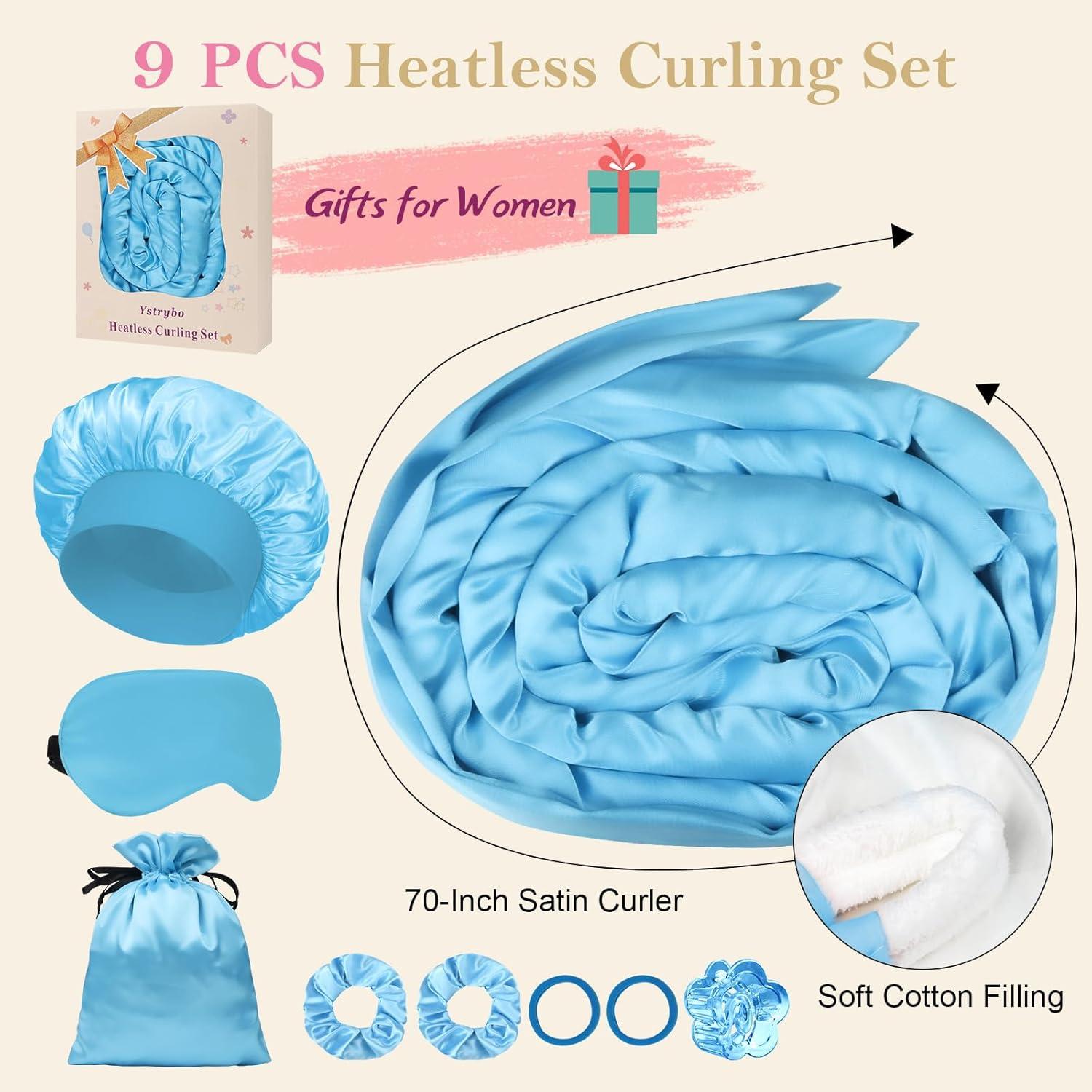 Rizadores Sin Calor Ystrybo Azul - Conjunto de 9 Piezas