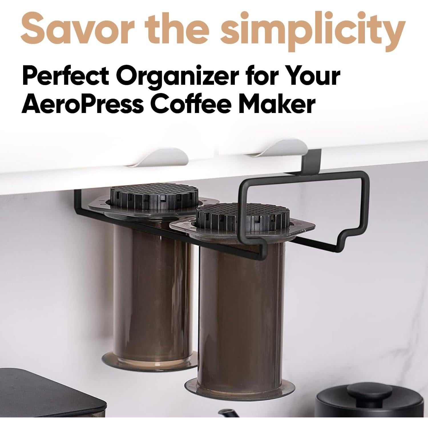 Estante Colgante Altura para AeroPress - Negro, Acero Aleado