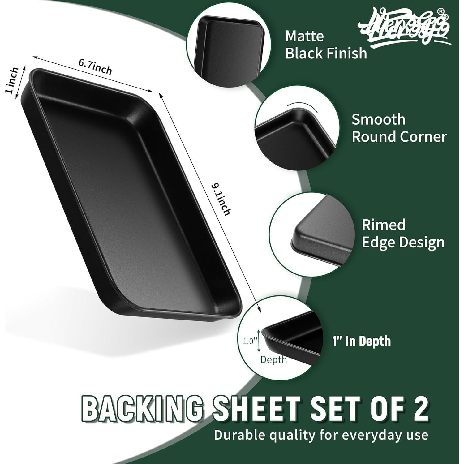 Juego de 2 bandejas para hornear Herogo 22.86x17.02 cm antiadherente