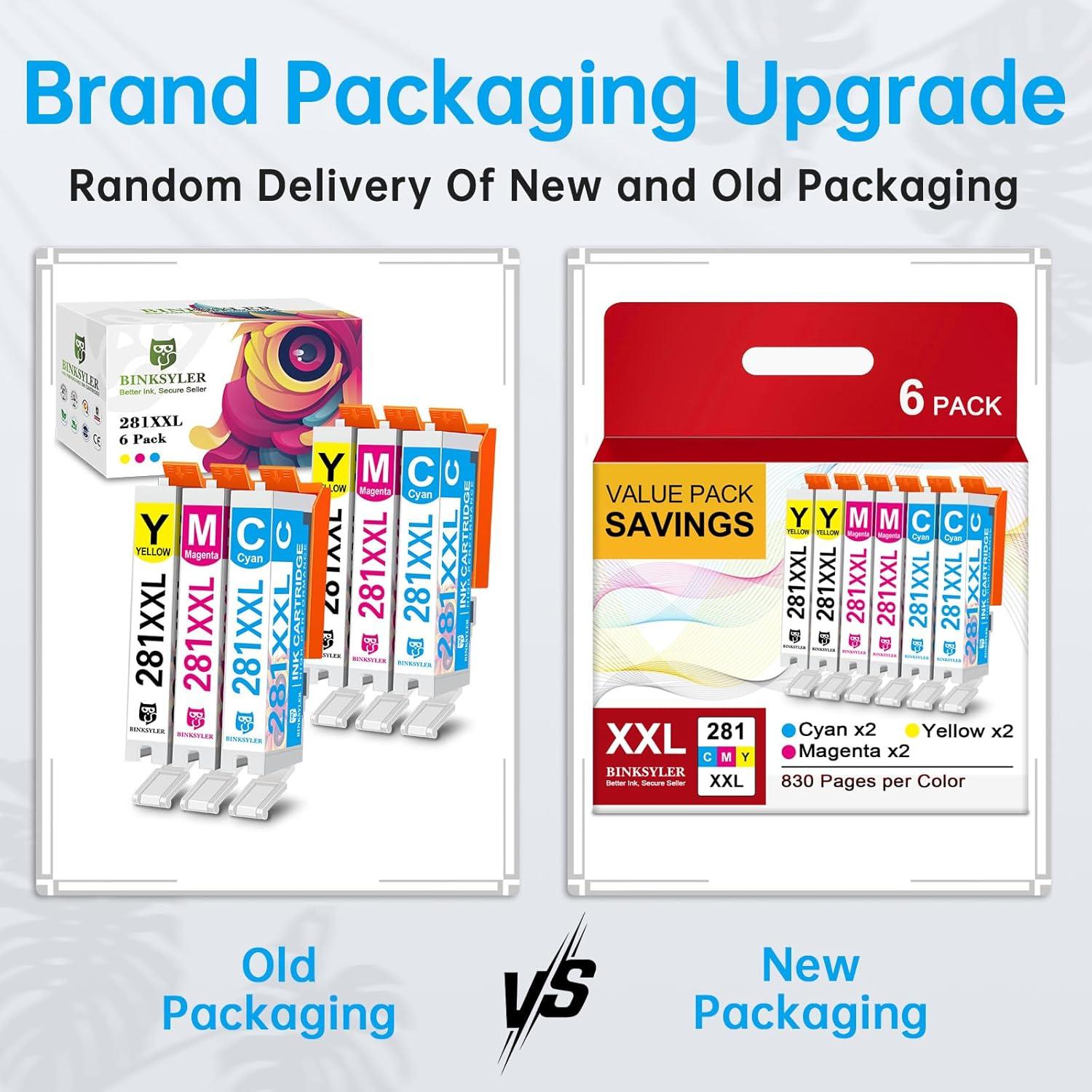 Cartuchos de Tinta XXL BINKSYLER 281 Compatibles para Canon 281XL