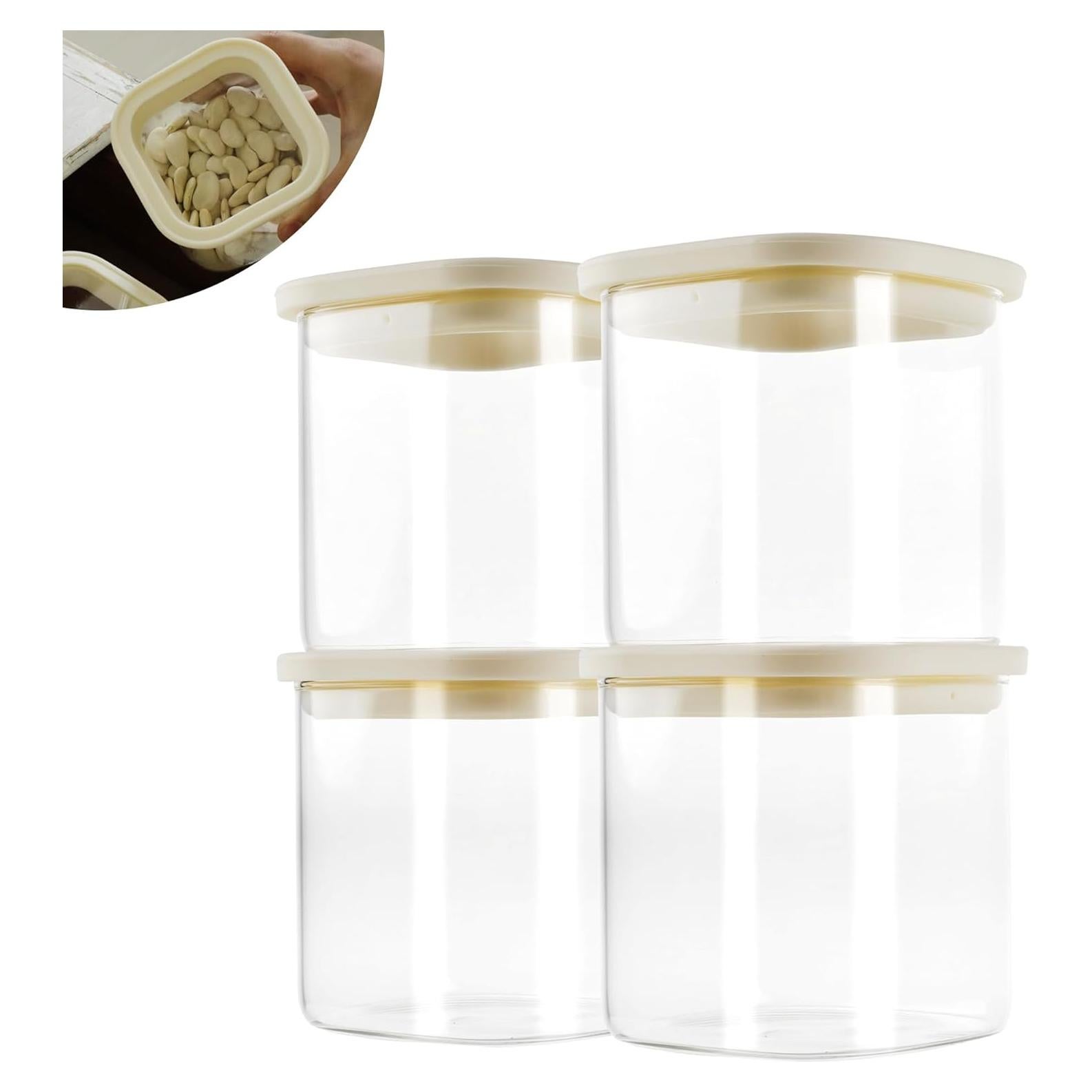 4 Tarros de Vidrio Cuadrados 25oz CozNido con Tapa Hermética