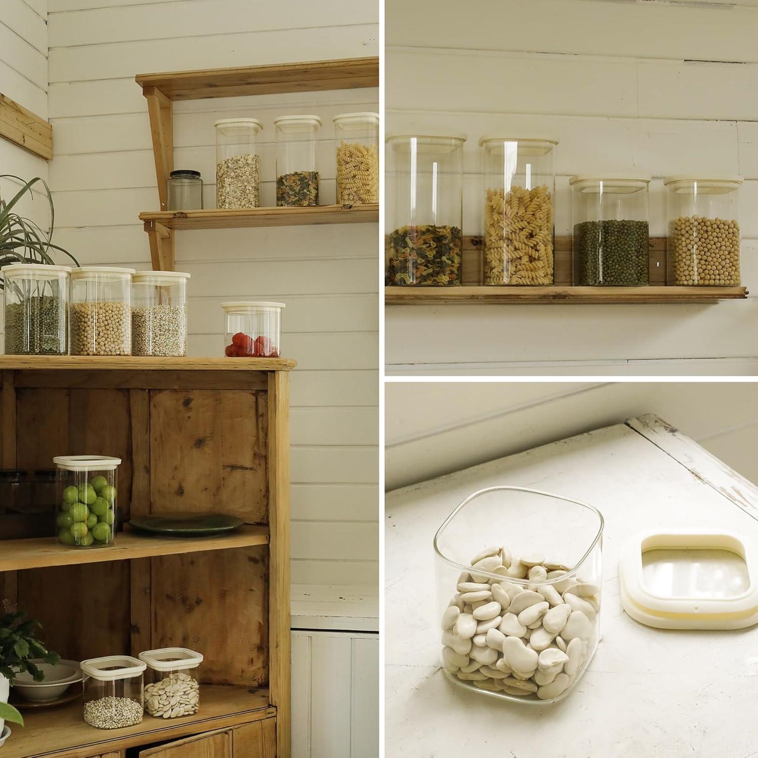 4 Tarros de Vidrio Cuadrados 25oz CozNido con Tapa Hermética