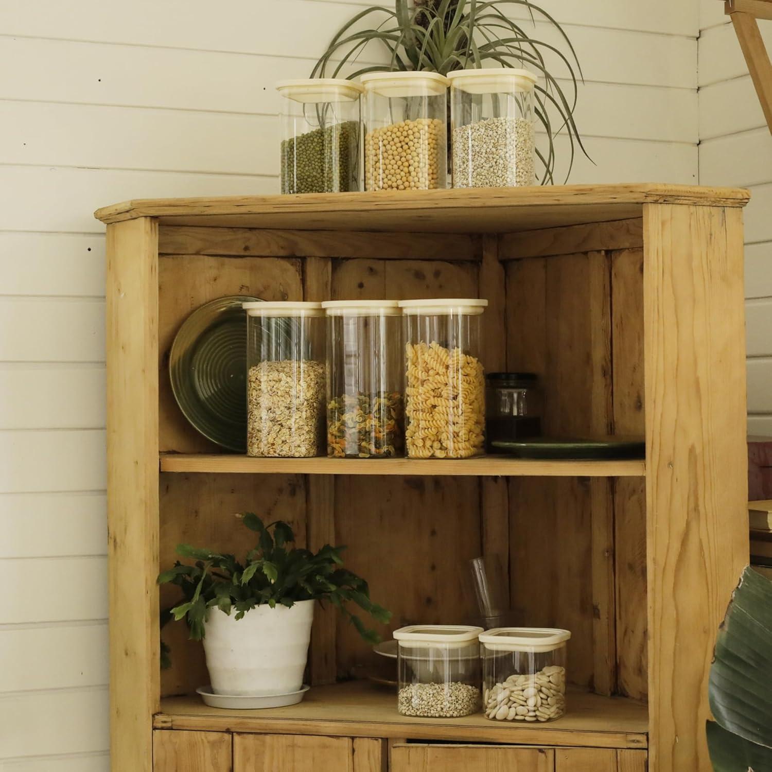 4 Tarros de Vidrio Cuadrados 25oz CozNido con Tapa Hermética