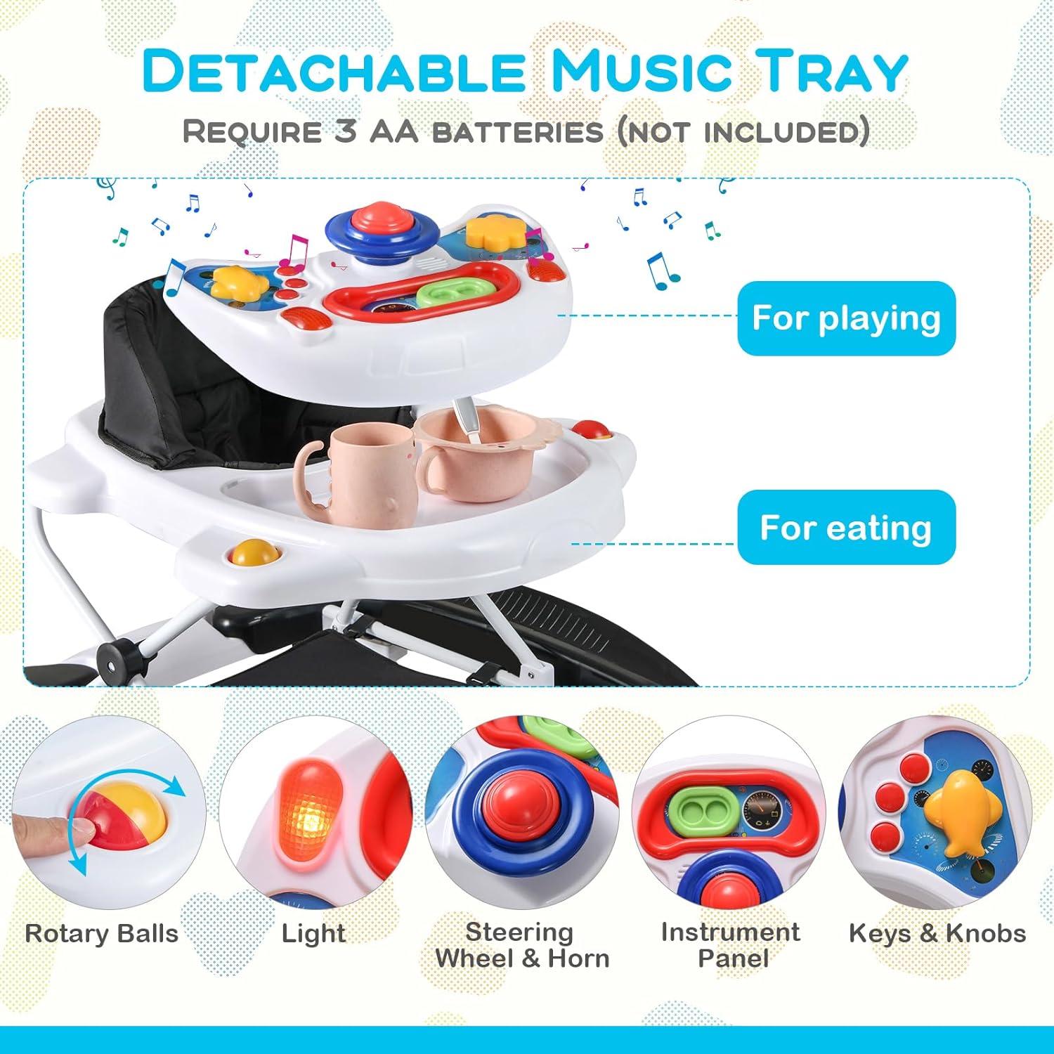 Andador Multifuncional 6-en-1 BABY JOY Ajustable Negro