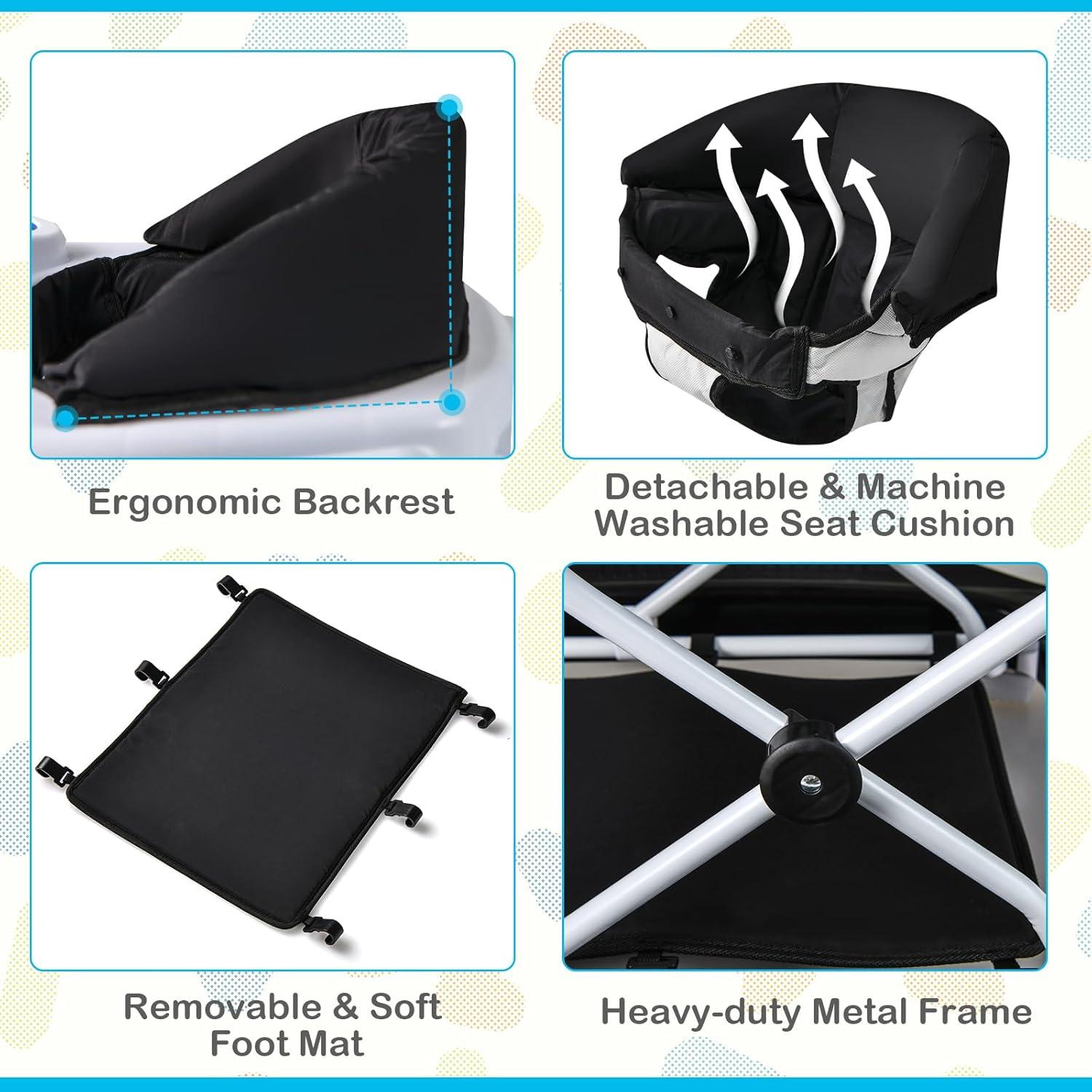 Andador Multifuncional 6-en-1 BABY JOY Ajustable Negro