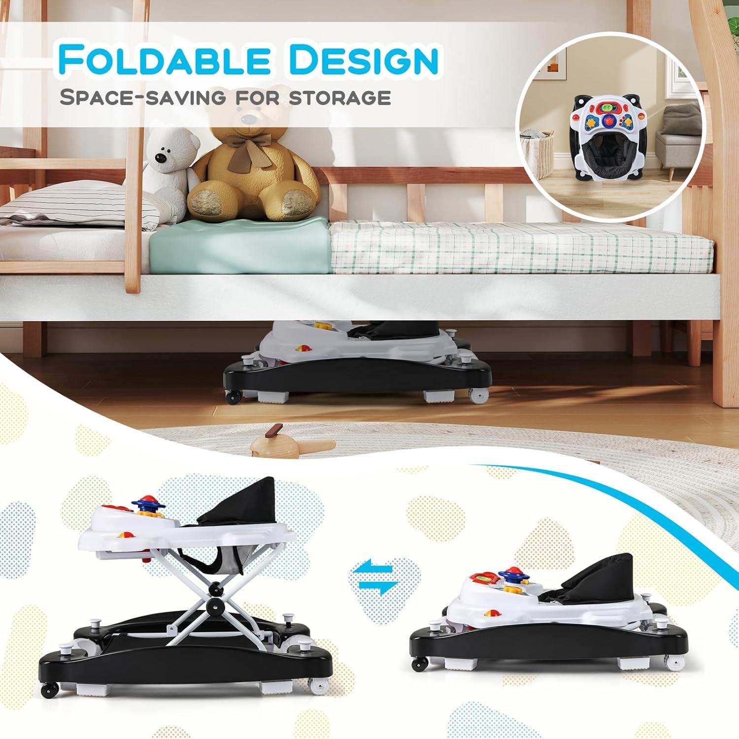 Andador Multifuncional 6-en-1 BABY JOY Ajustable Negro