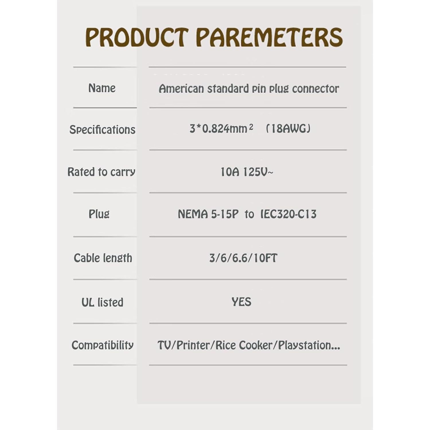Cable de Alimentación 3 Pines 0.91m UNIMOSON para Altavoces ION