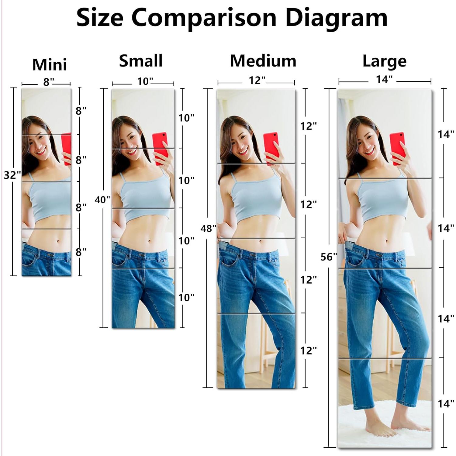 Espejo de Pared Irrompible BQRIS 61x35.5cm 2 Pcs para Dormitorio