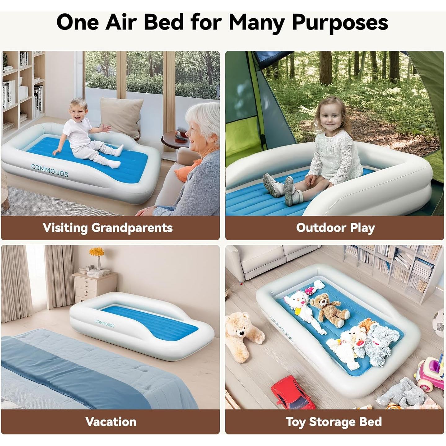 Cama de Viaje Inflable para Niños COMMOUDS Azul 101.6x157.5cm
