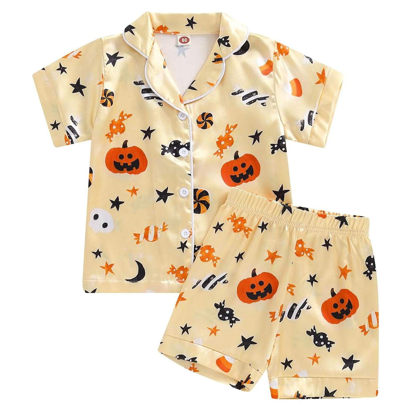Pijamas de Halloween para Niños Fyclemt 2 Piezas Algodón Lino