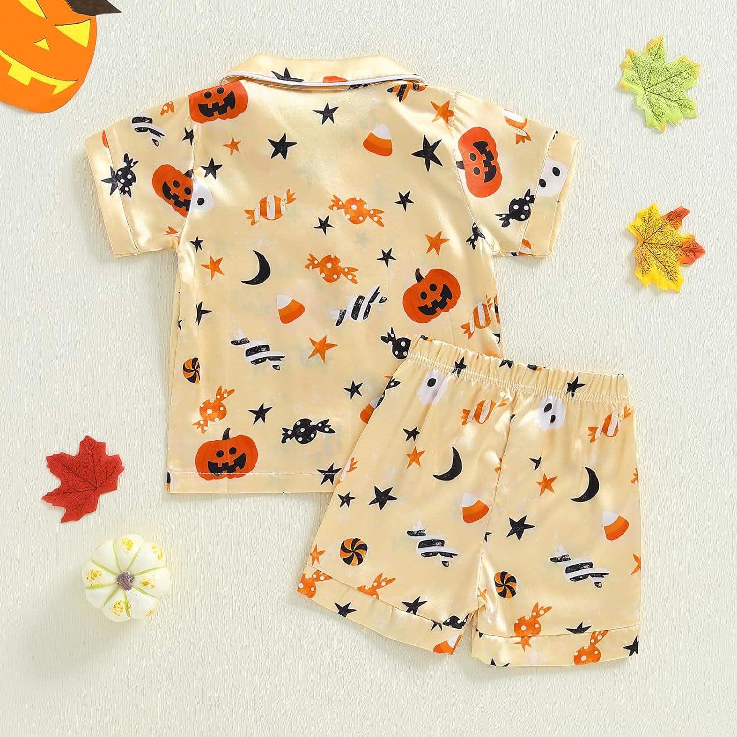 Pijamas de Halloween para Niños Fyclemt 2 Piezas Algodón Lino
