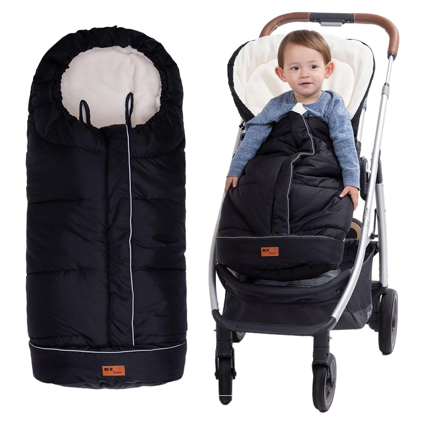 Saco de Invierno KZ Dotnz para Cochecito Negro, Ajuste Universal