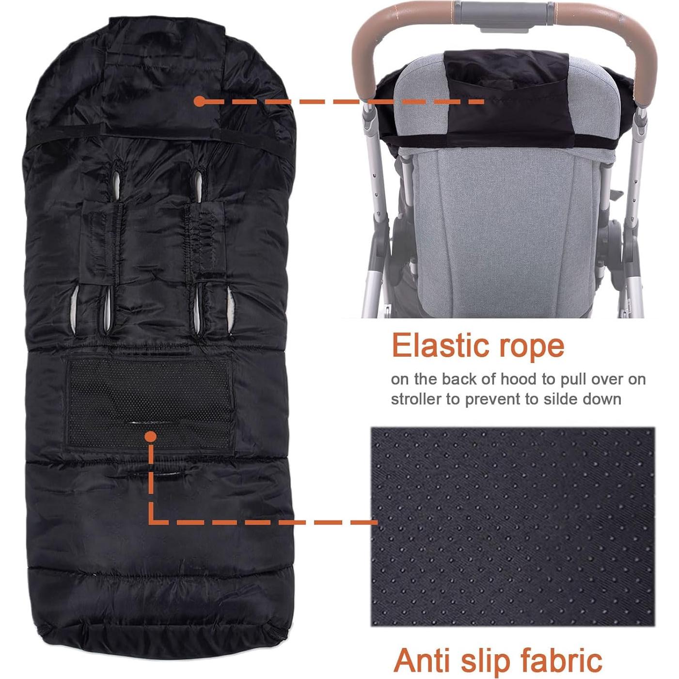 Saco de Invierno KZ Dotnz para Cochecito Negro, Ajuste Universal