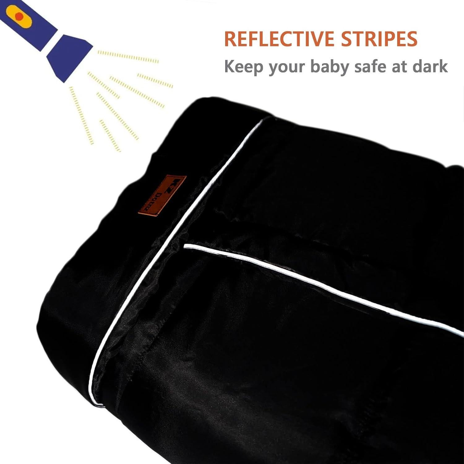 Saco de Invierno KZ Dotnz para Cochecito Negro, Ajuste Universal