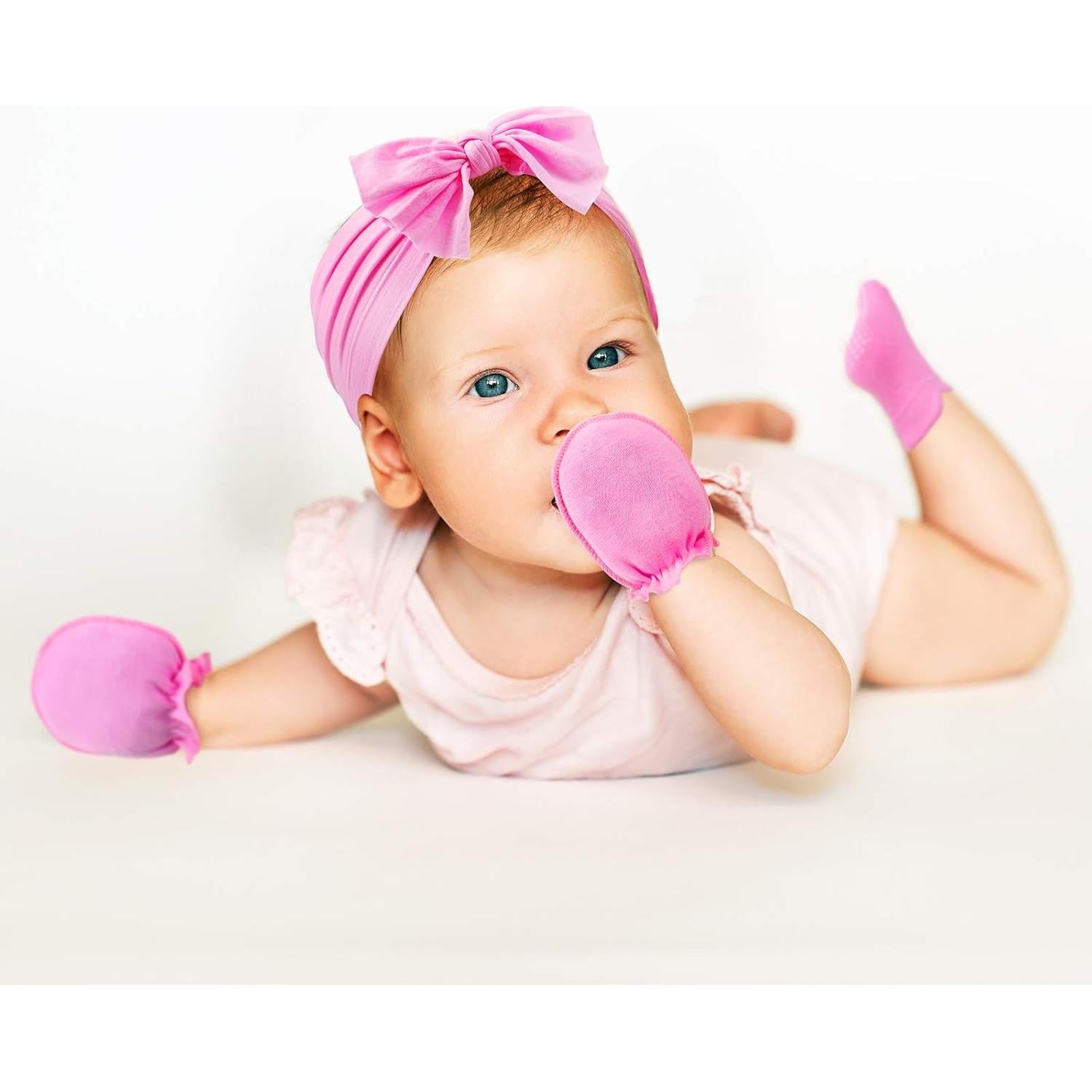 Geyoga Conjunto 18 Piezas Diademas, Manoplas y Calcetines Bebé 0-6 Meses