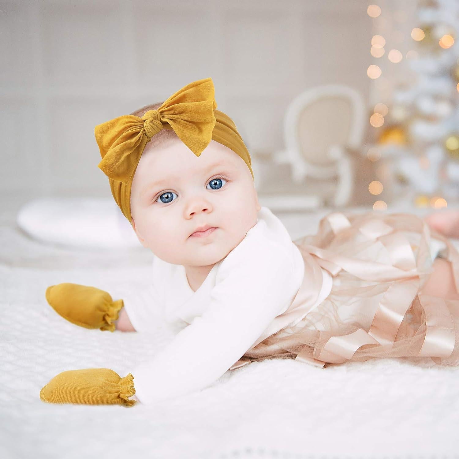 Geyoga Conjunto 18 Piezas Diademas, Manoplas y Calcetines Bebé 0-6 Meses