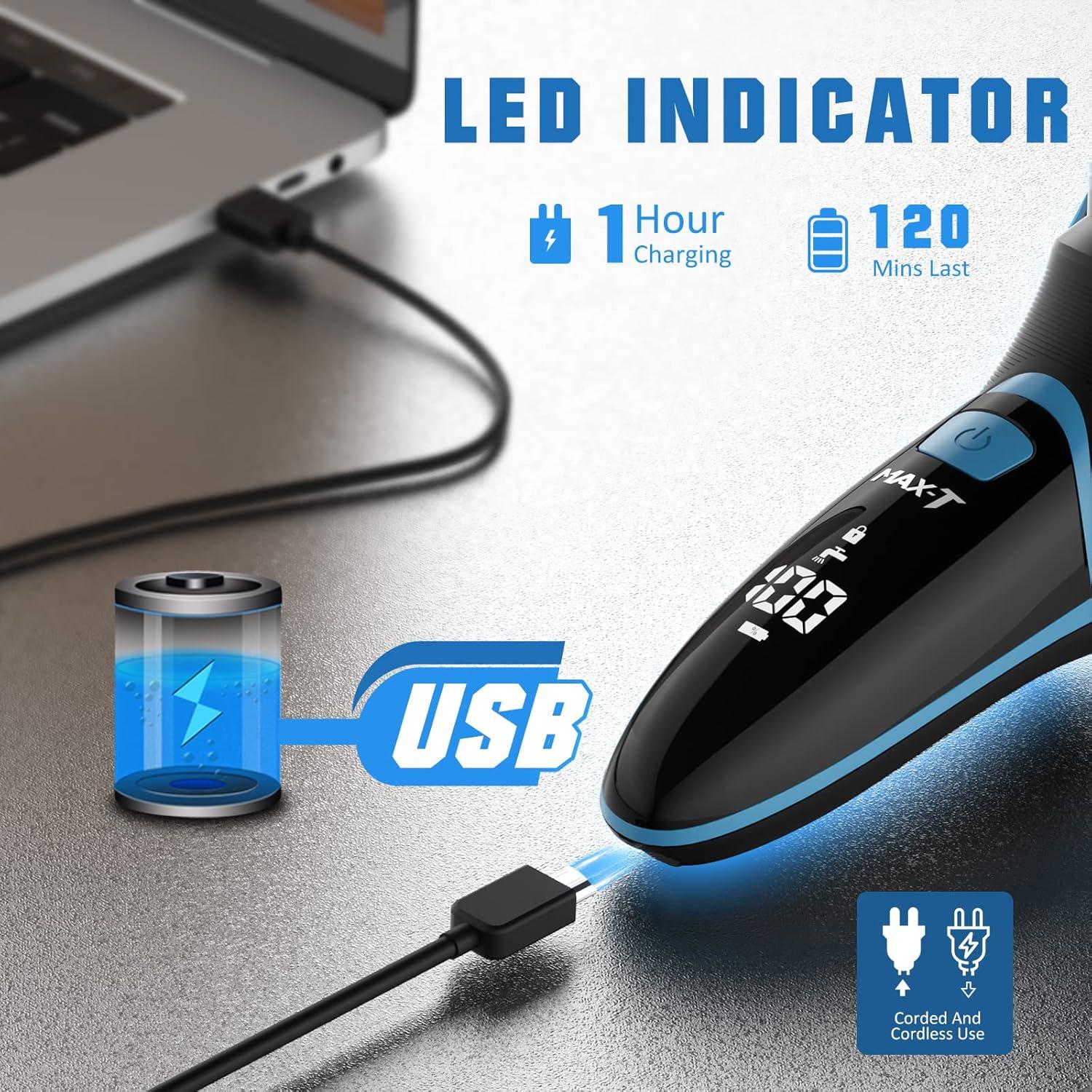 Afeitadora eléctrica MAX-T 3D impermeable con recortadora