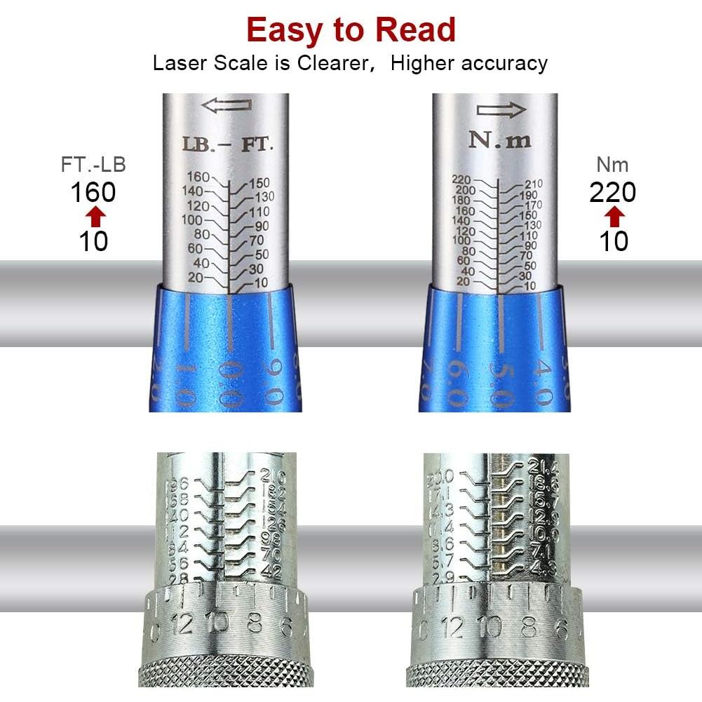 Llave de Torque BULLTOOLS 1/2" 10-220Nm 90 Dientes Ajustable