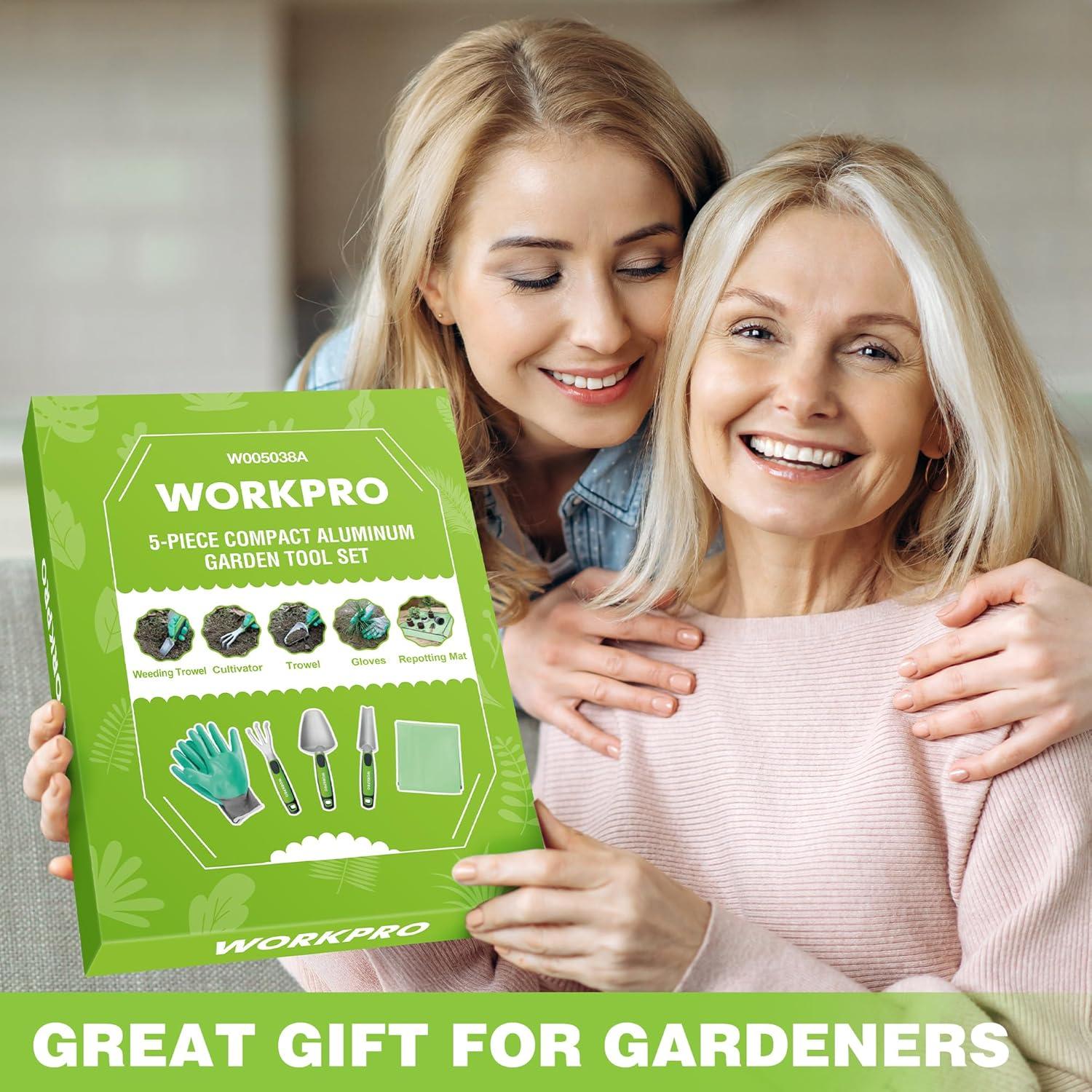 Juego de Herramientas de Jardín WORKPRO 5 Piezas Aluminio Verde