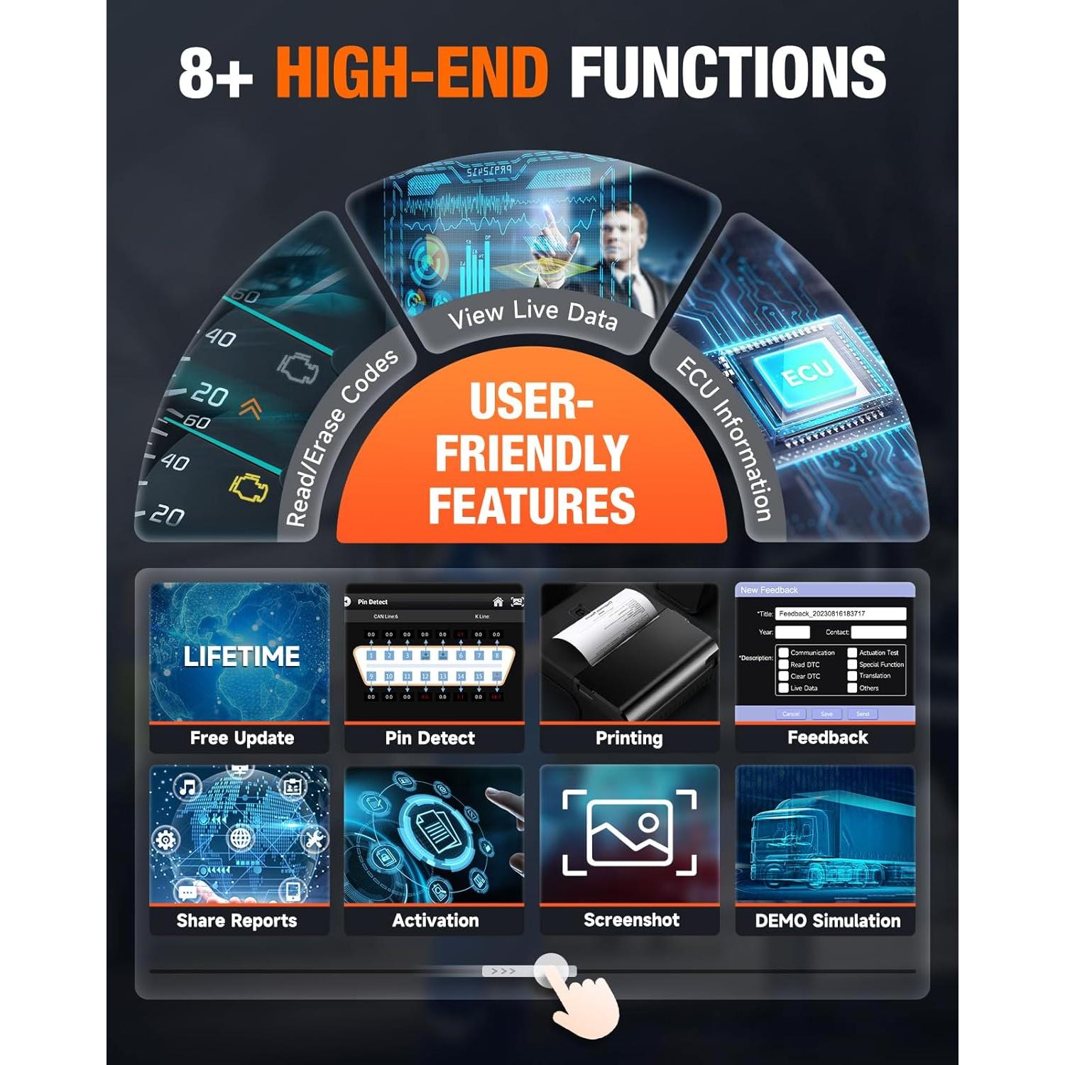 Escáner de Camiones ANCEL HD3400 - Regeneración DPF, 1.54kg