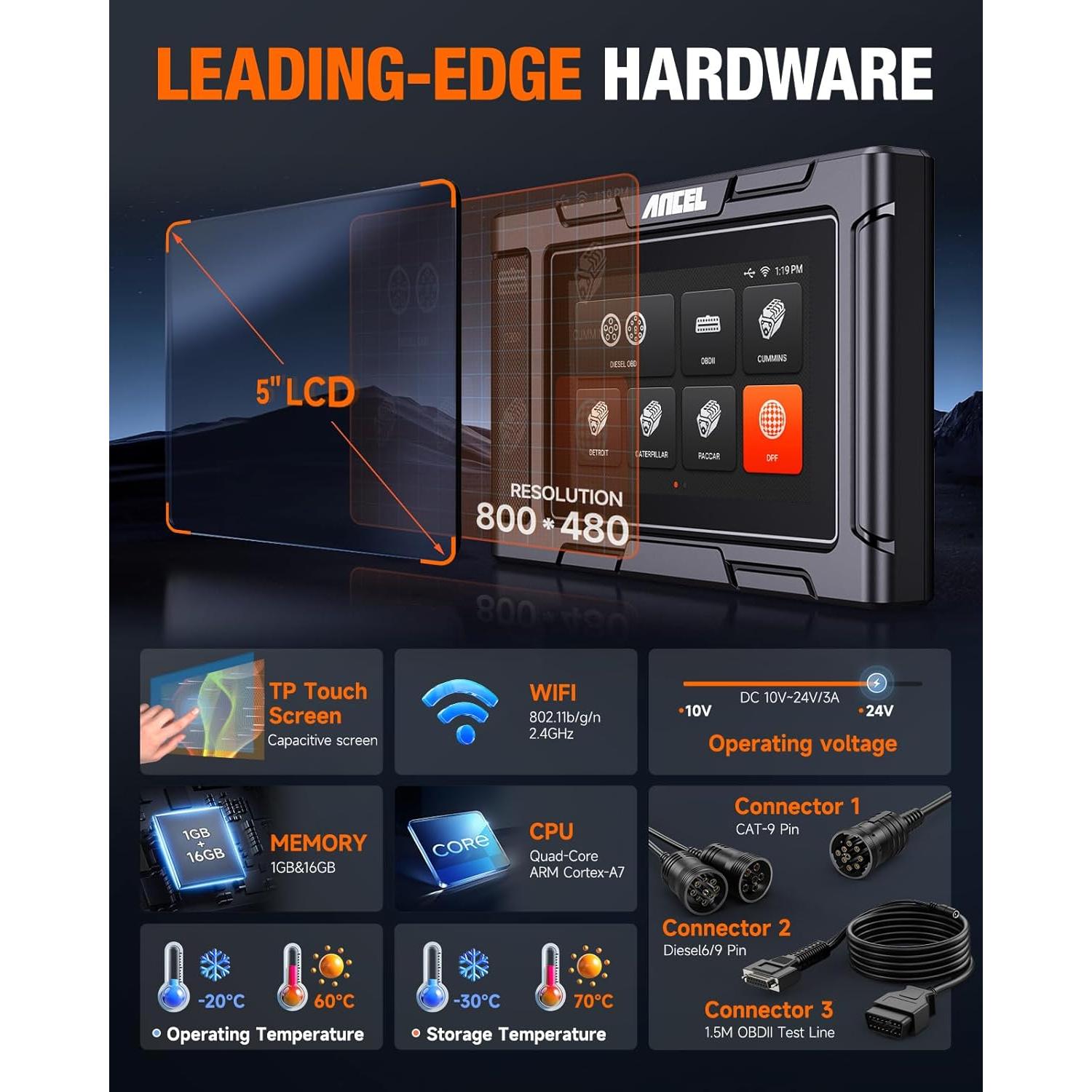 Escáner de Camiones ANCEL HD3400 - Regeneración DPF, 1.54kg