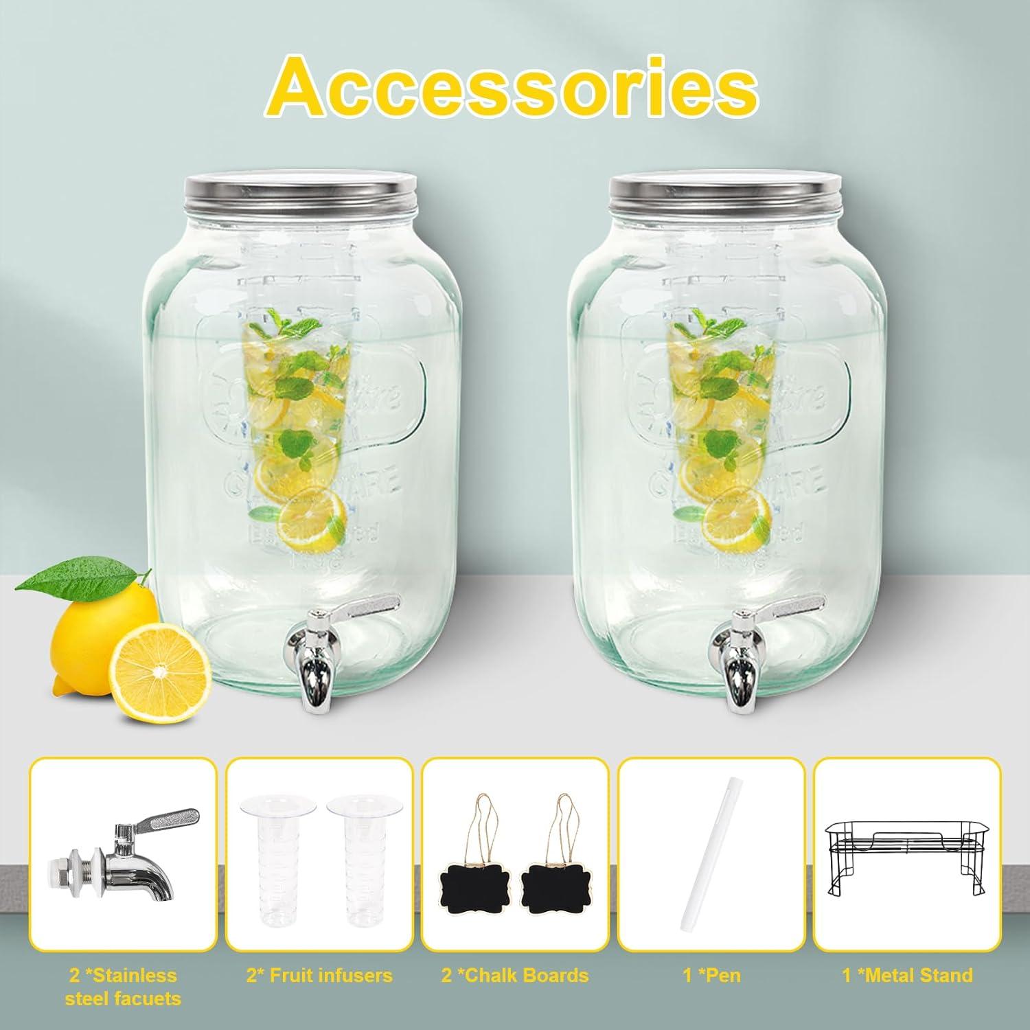 Dispensador de Bebidas de Vidrio G2 GO2GETHER Ovalado 7.57L 2 Pack