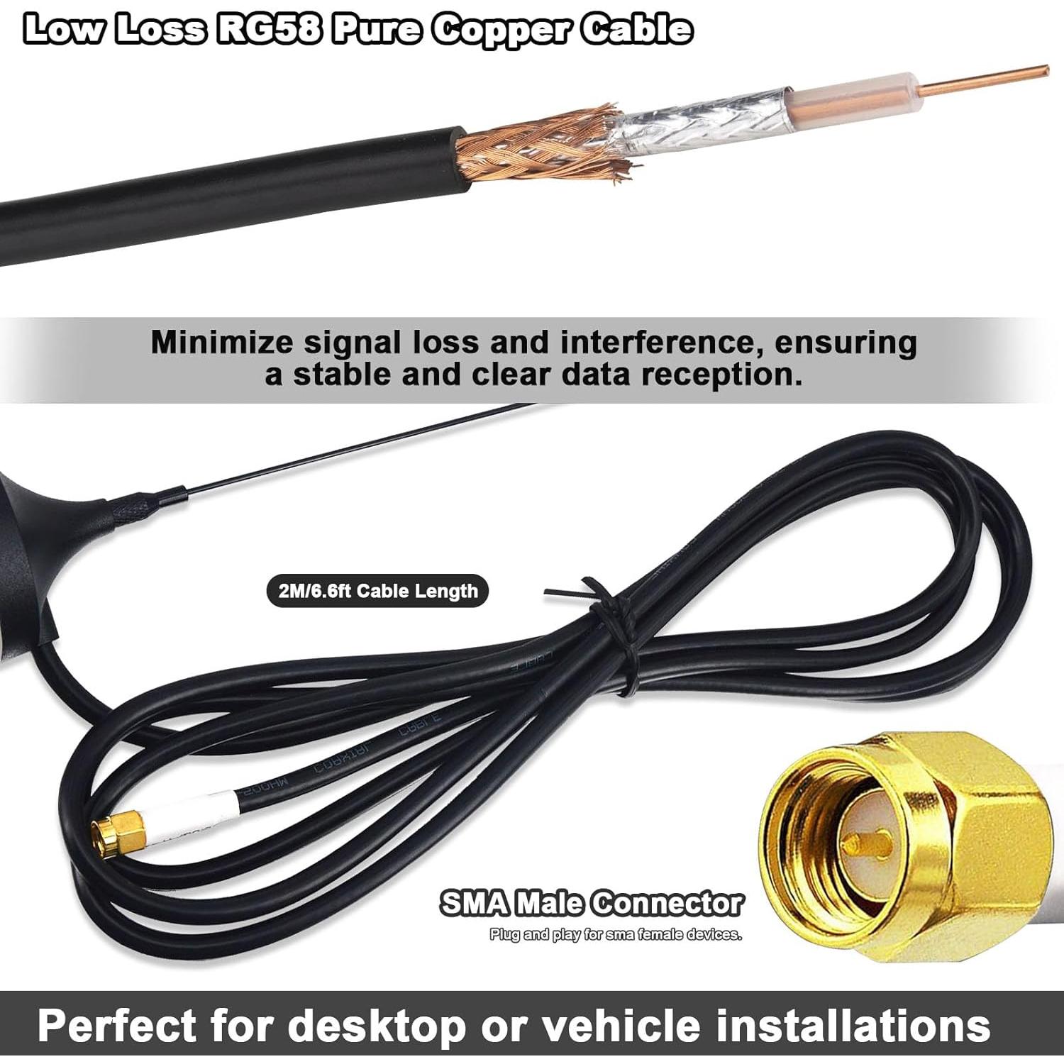 Antena 433 MHz Kaunosta 5dBi Omnidireccional 2M SMA