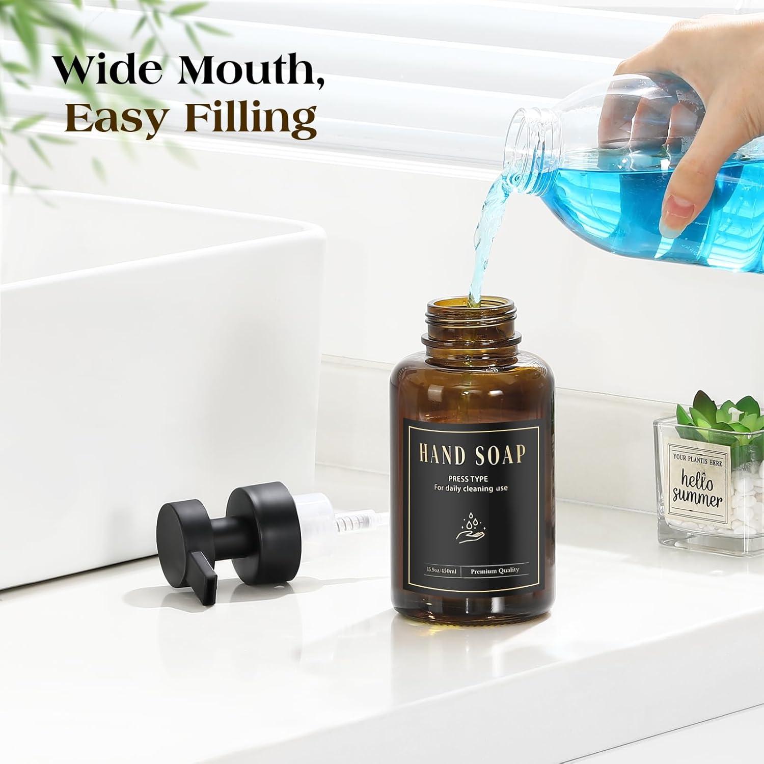 Dispensador de Jabón Espumoso Luxspire de Vidrio 444 ml Ámbar