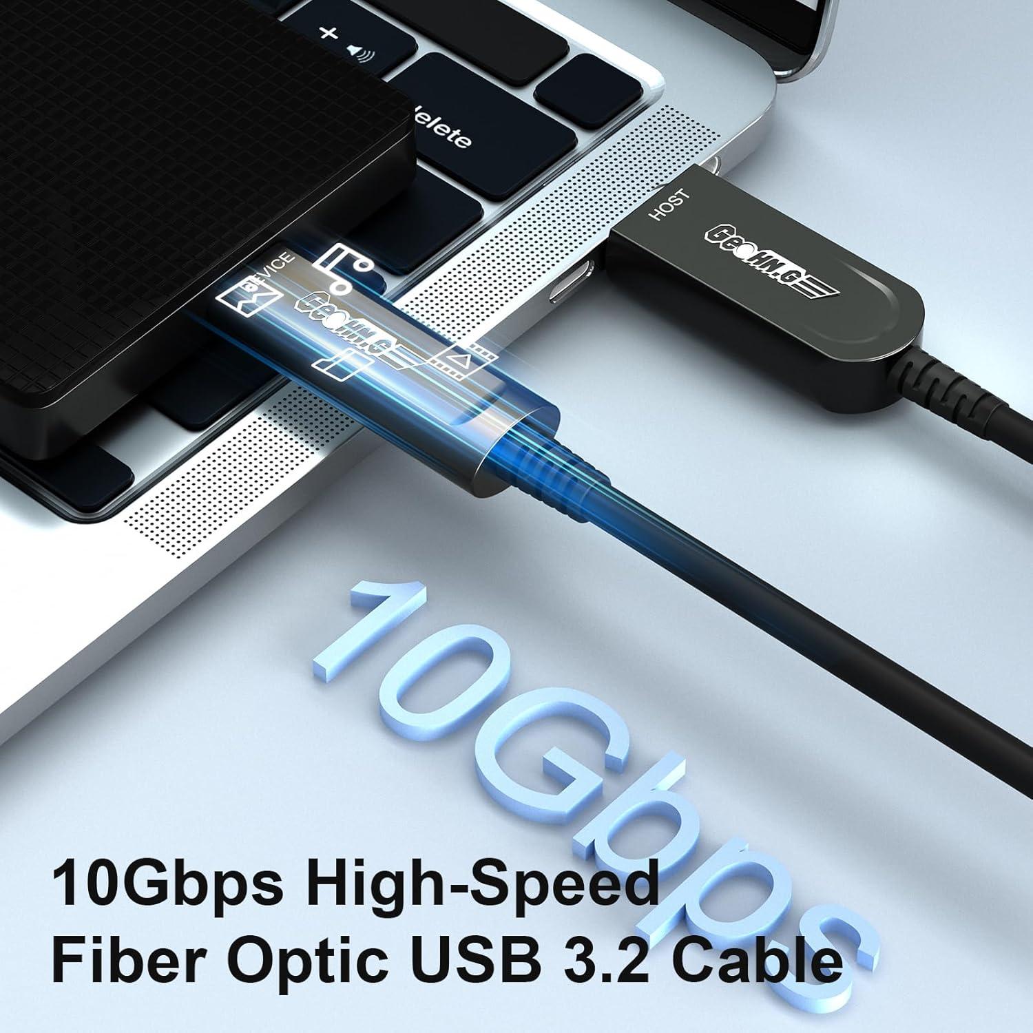 Cable de Fibra Óptica USB A a C GeoHN.G 10M 10Gbps