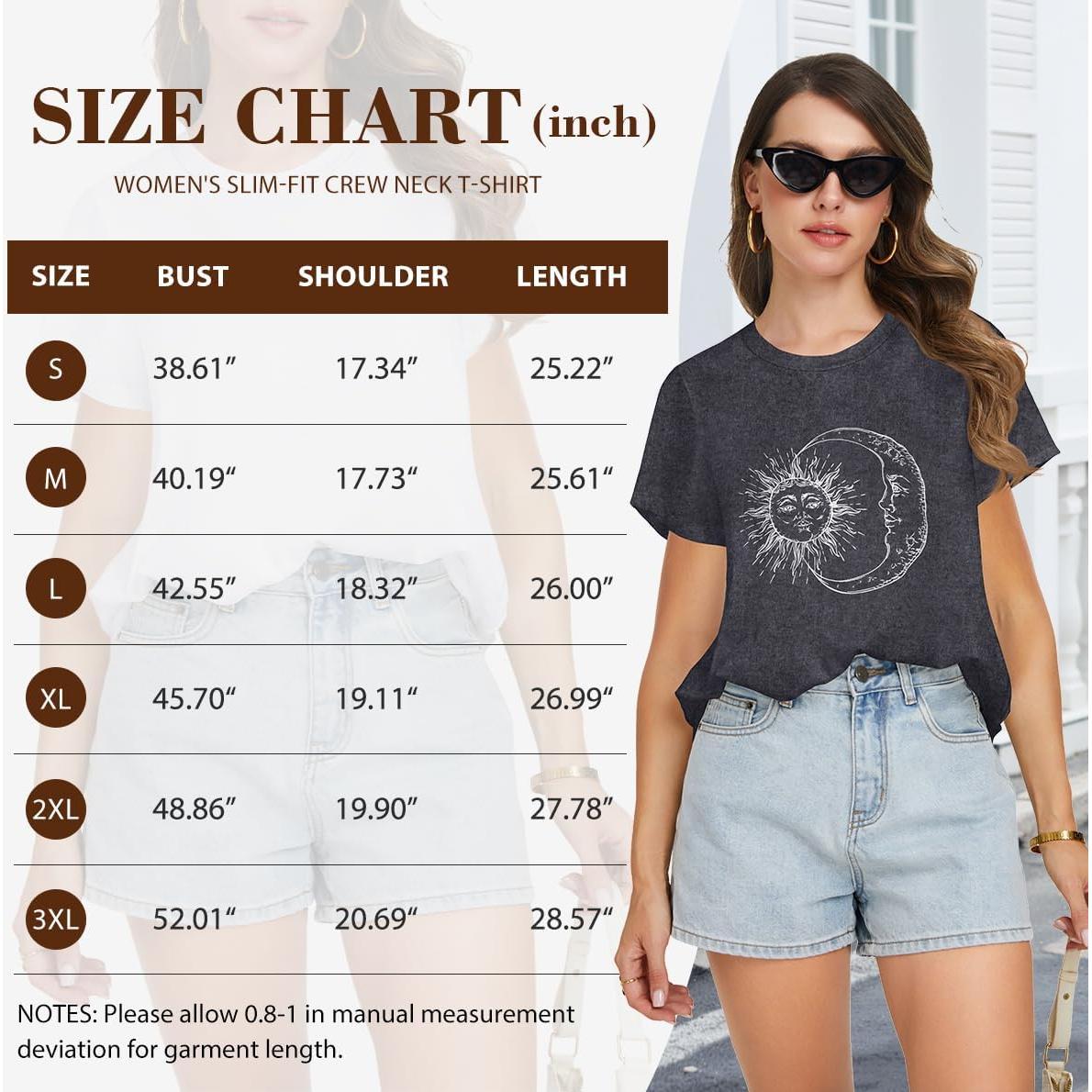 Camiseta de Mujer Casual Manga Corta Gris con Luna