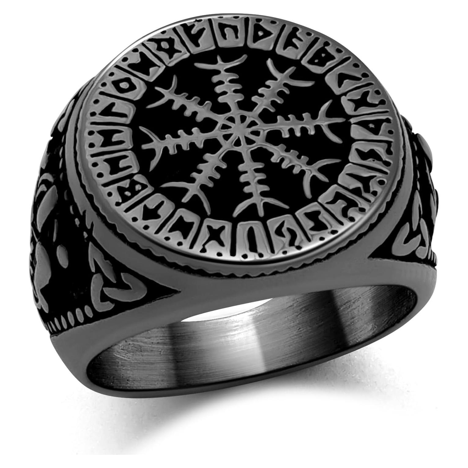 Anillo Vegvisir Nórdico de Acero Inoxidable para Hombres
