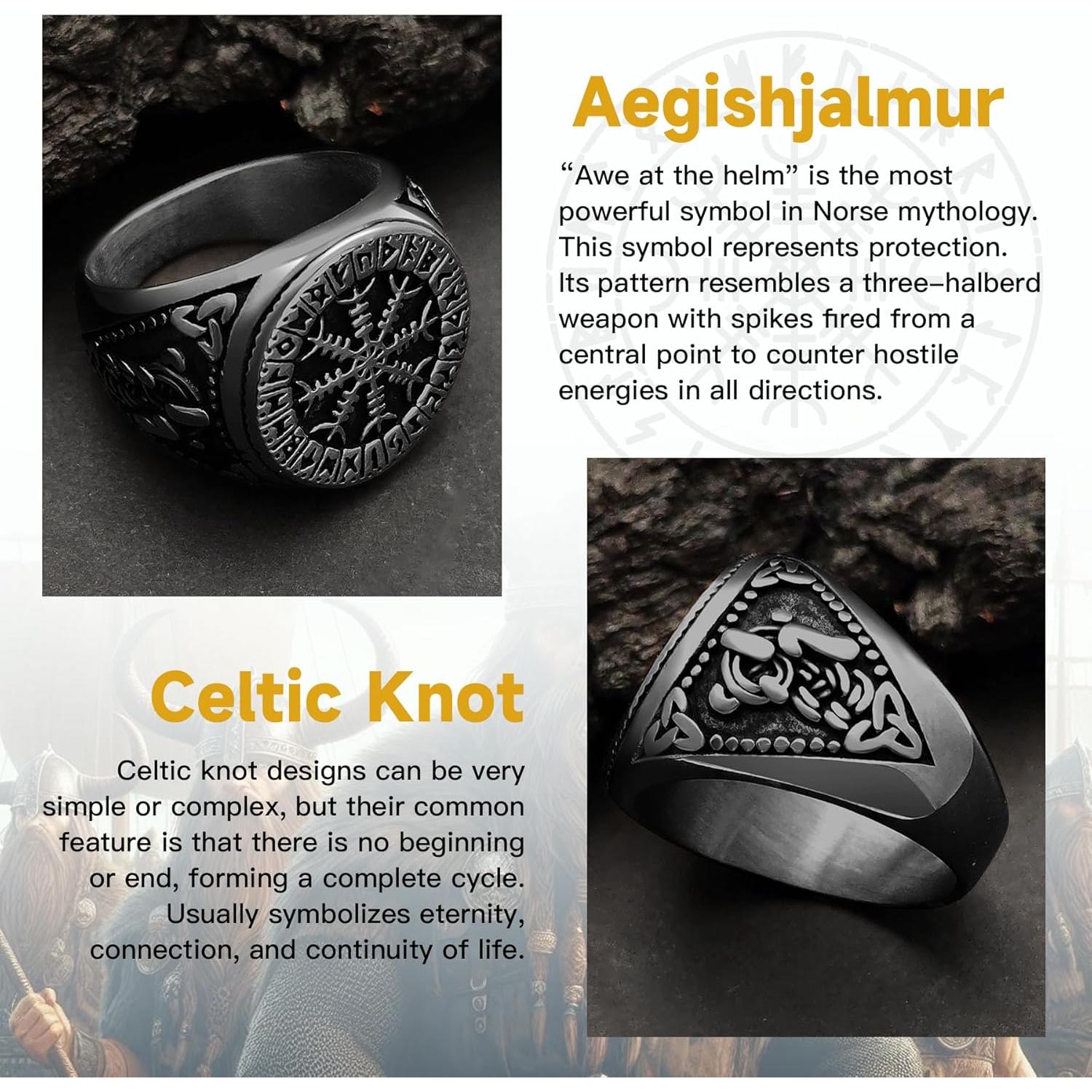 Anillo Vegvisir Nórdico de Acero Inoxidable para Hombres