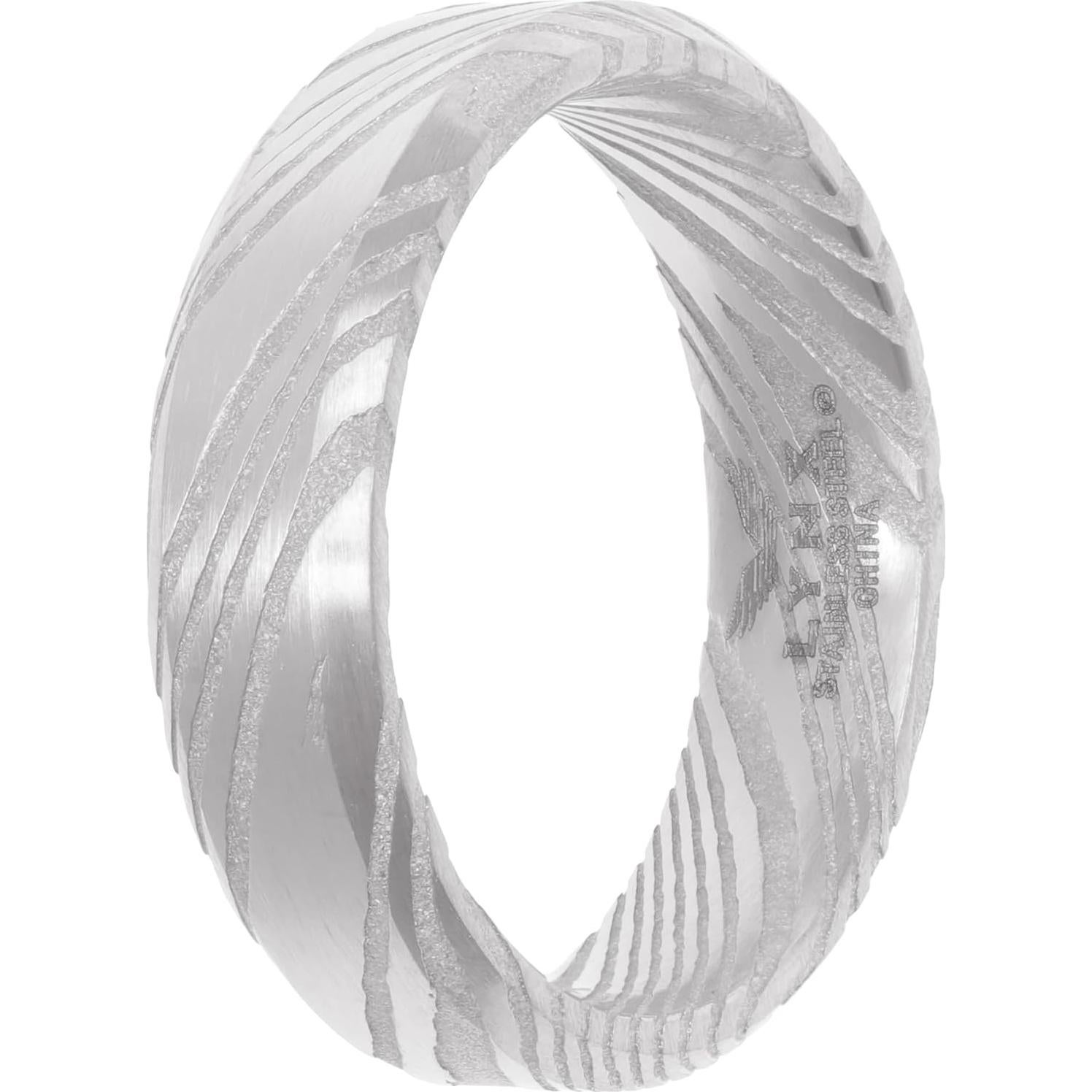 Anillo de Acero Damasco Metro Jewelry para Hombres 8 mm Talla 9-11