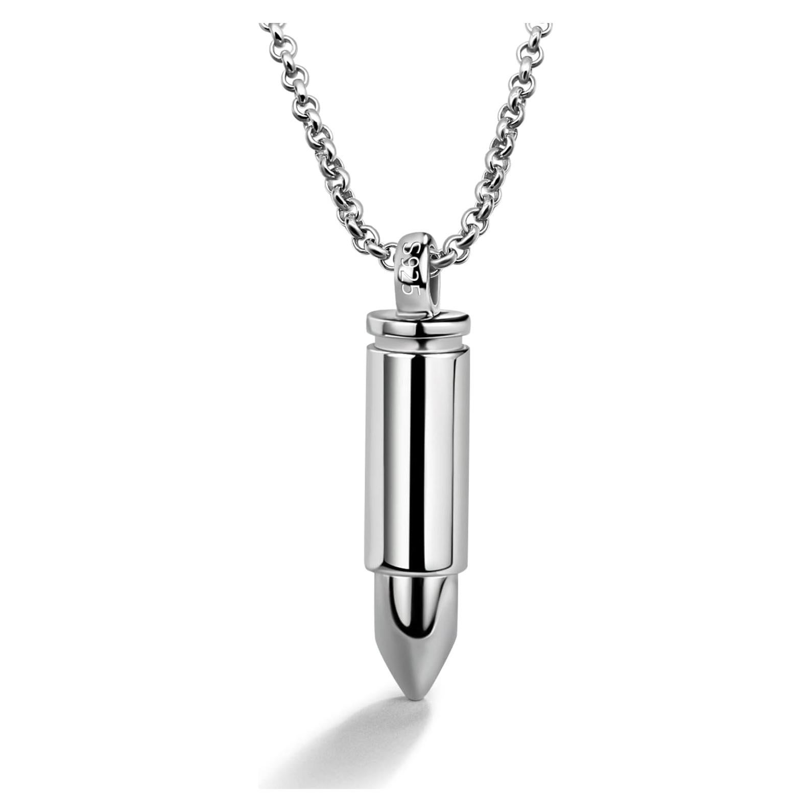 Collar de Cadena Rolo H&Beautimer en Plata Esterlina 925 con Colgante de Bala 45.72 cm