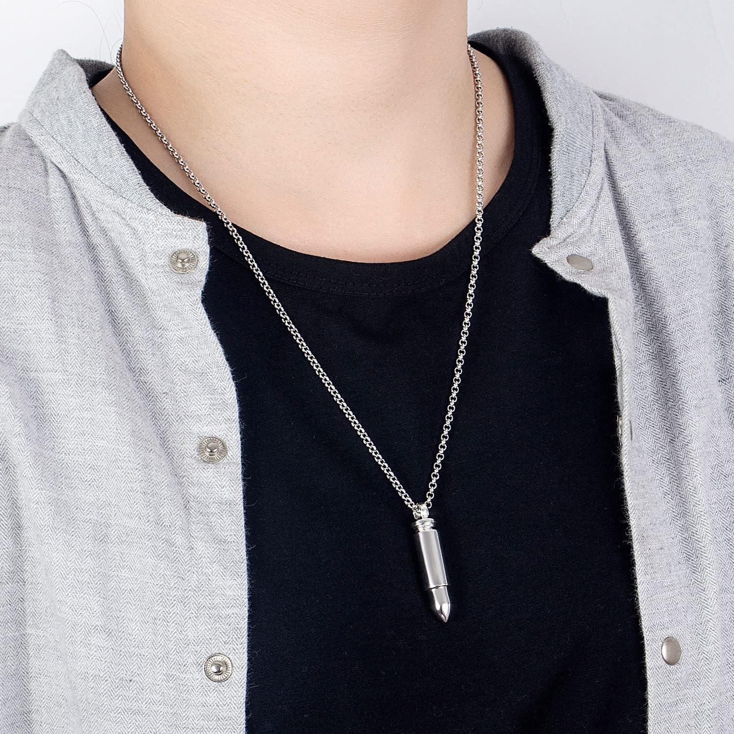 Collar de Cadena Rolo H&Beautimer en Plata Esterlina 925 con Colgante de Bala 45.72 cm