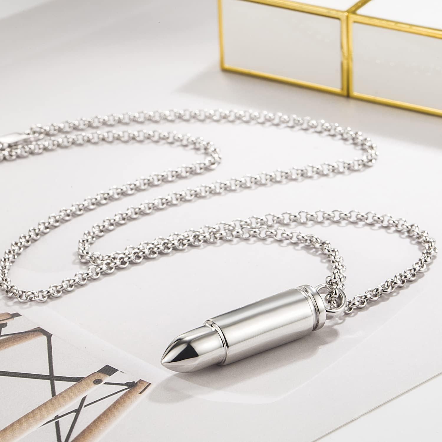 Collar de Cadena Rolo H&Beautimer en Plata Esterlina 925 con Colgante de Bala 45.72 cm