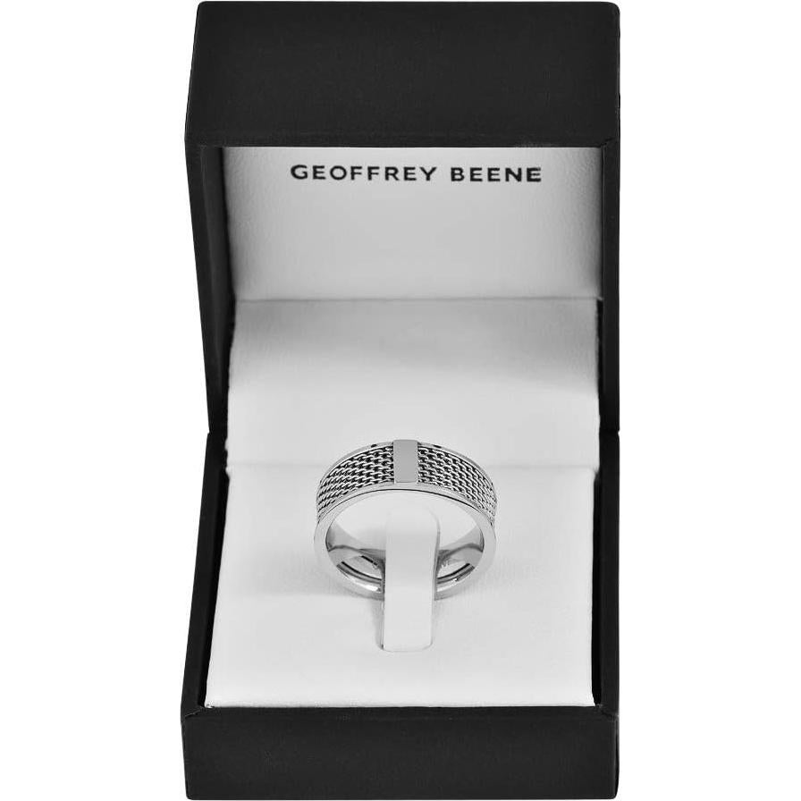 Anillo de Malla de Acero Inoxidable 8mm Geoffrey Beene Hombre