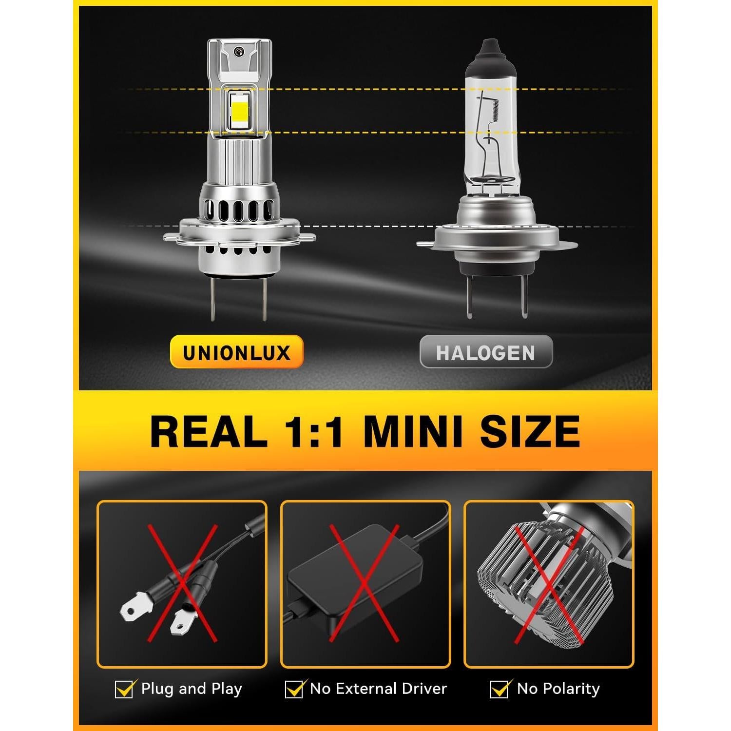 Bombillas LED H7 unionlux 6500K 40000LM Luz de Niebla - 2 Pzas