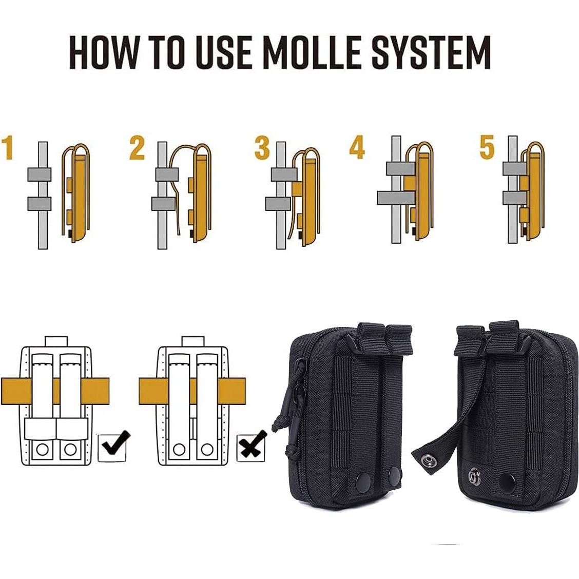 Bolsa Molle Táctica VIIDOO Negra Multiusos 13.2x8.6cm