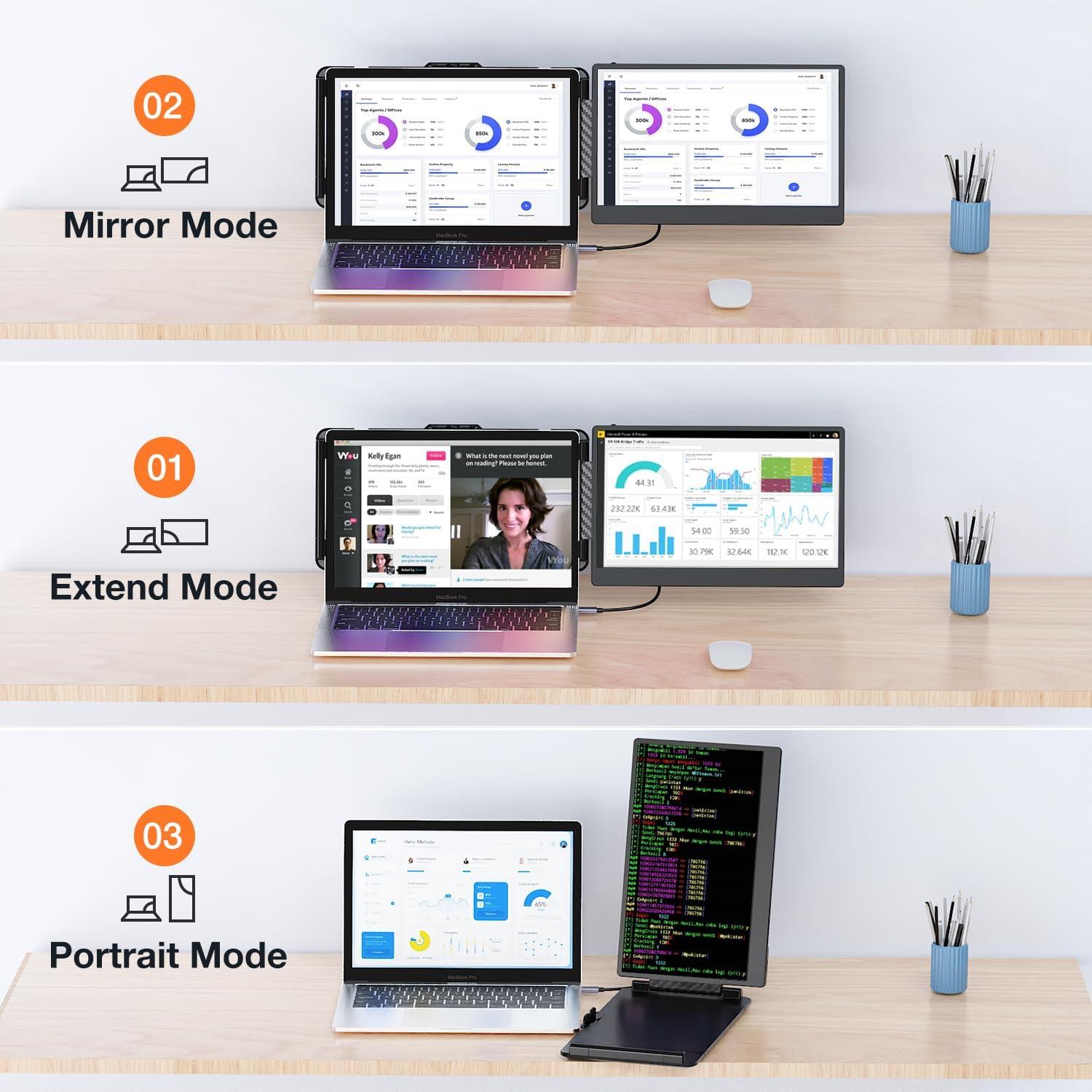 Extensor de Pantalla Dual 14" VargaoliDeal 1080P FHD Tipo-C/HDMI