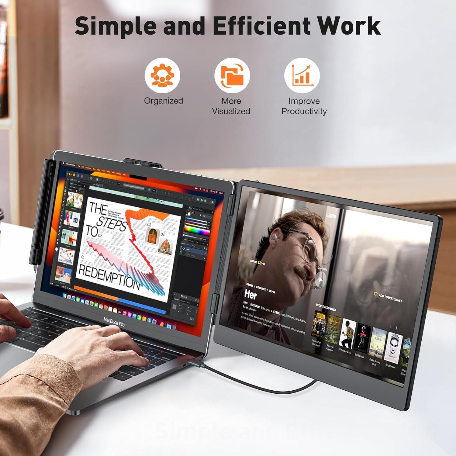 Extensor de Pantalla Dual 14" VargaoliDeal 1080P FHD Tipo-C/HDMI